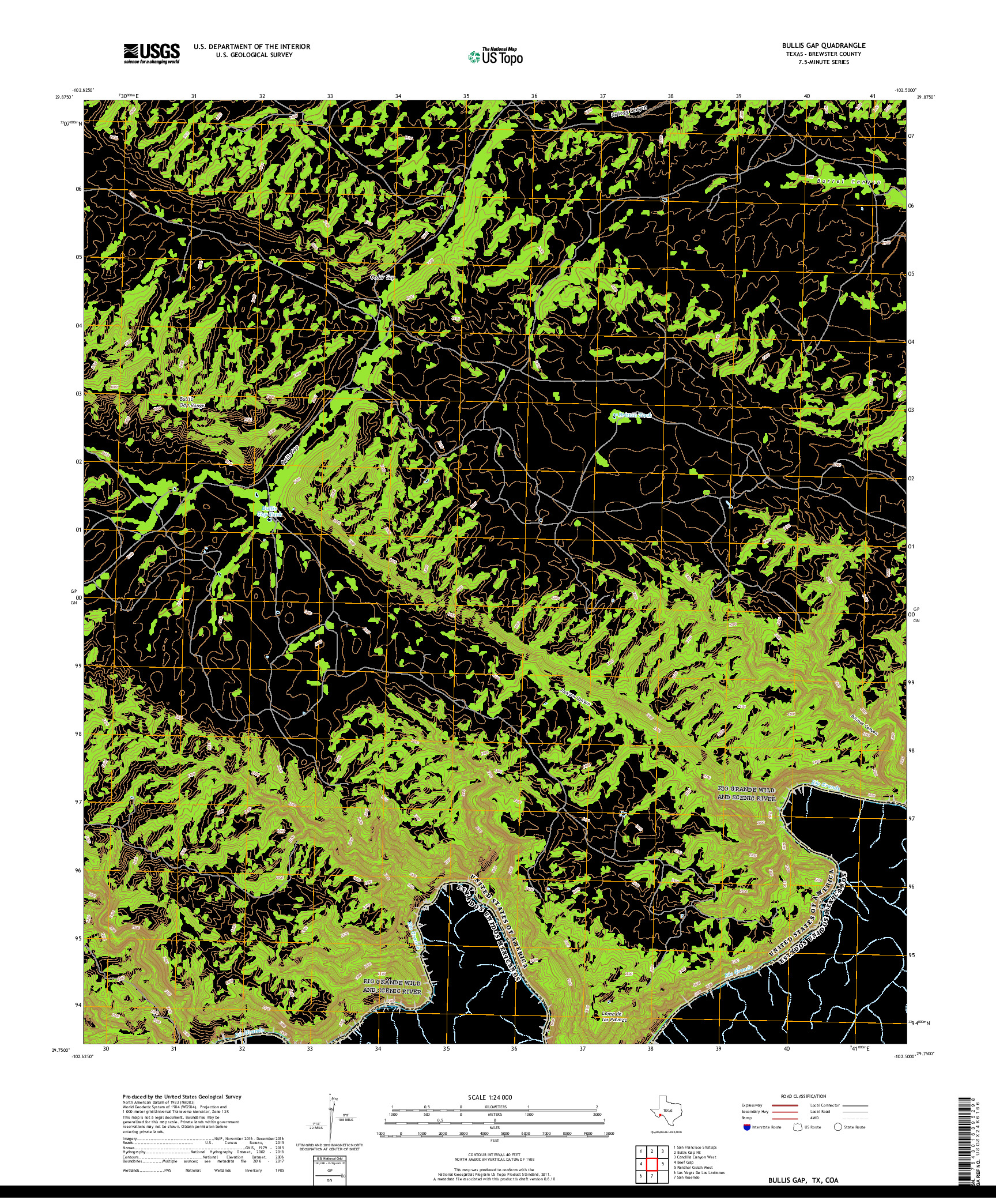 USGS US TOPO 7.5-MINUTE MAP FOR BULLIS GAP, TX,COA 2019