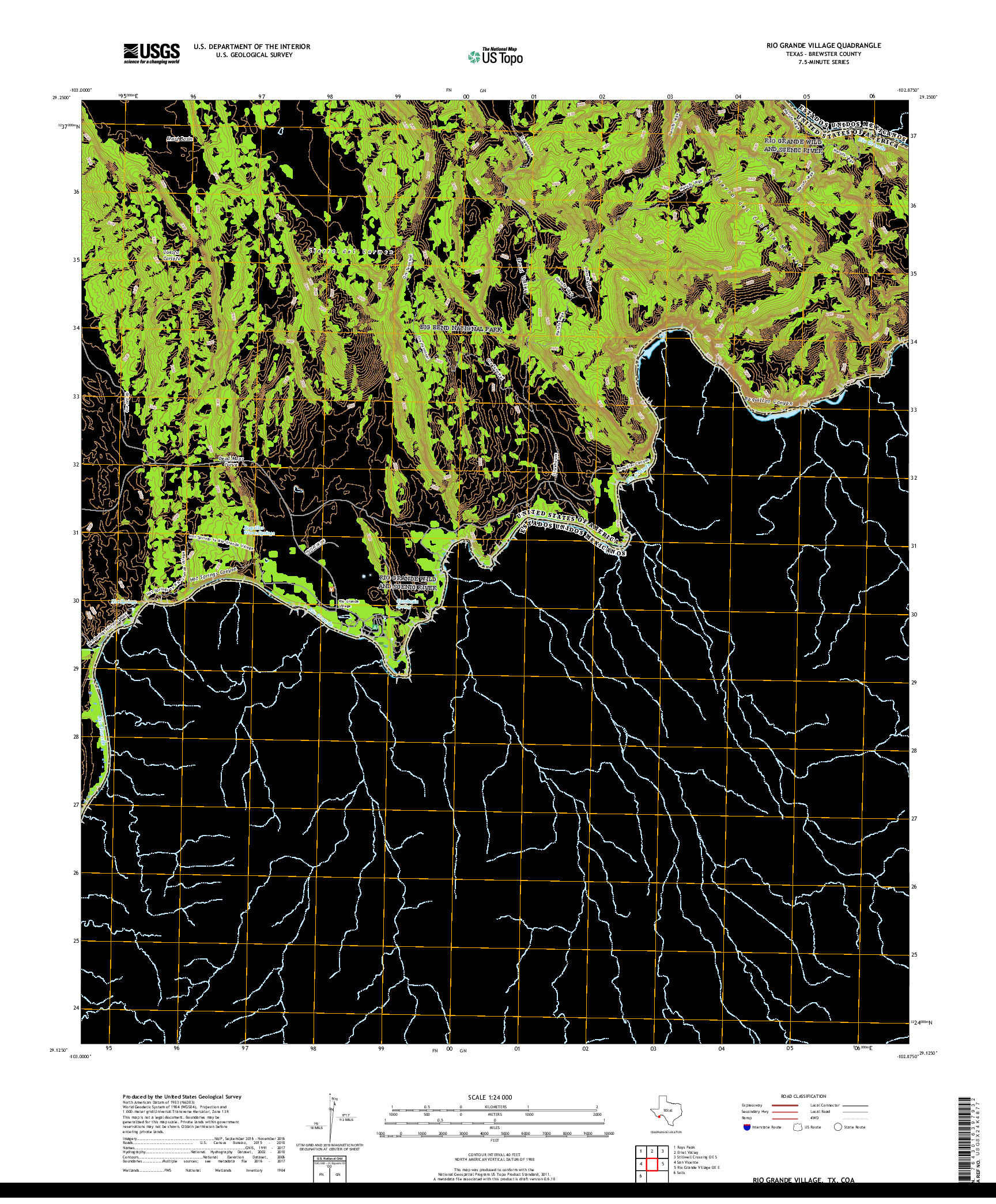 USGS US TOPO 7.5-MINUTE MAP FOR RIO GRANDE VILLAGE, TX,COA 2019