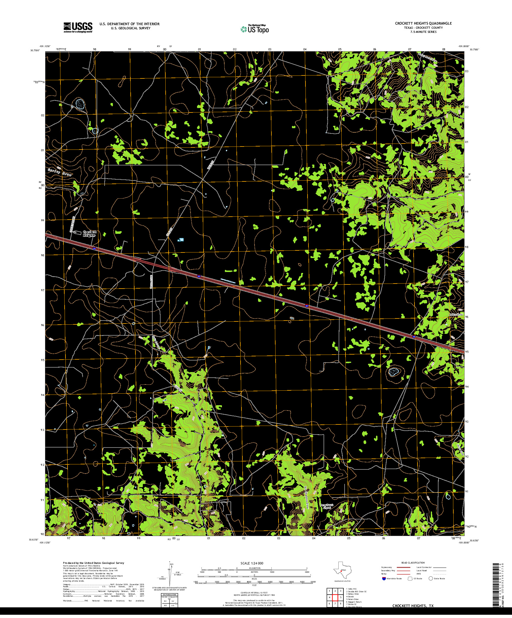 USGS US TOPO 7.5-MINUTE MAP FOR CROCKETT HEIGHTS, TX 2019