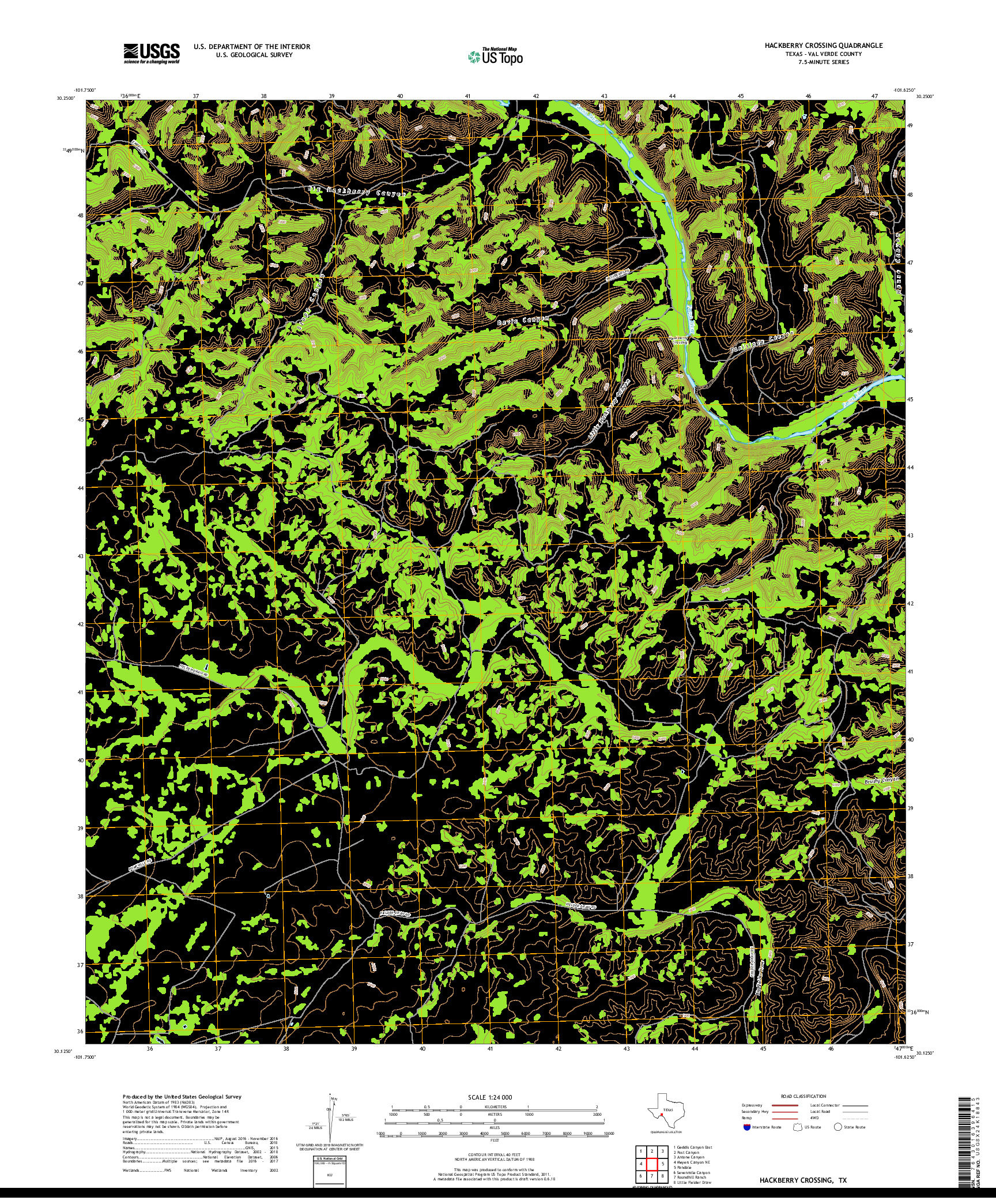 USGS US TOPO 7.5-MINUTE MAP FOR HACKBERRY CROSSING, TX 2019