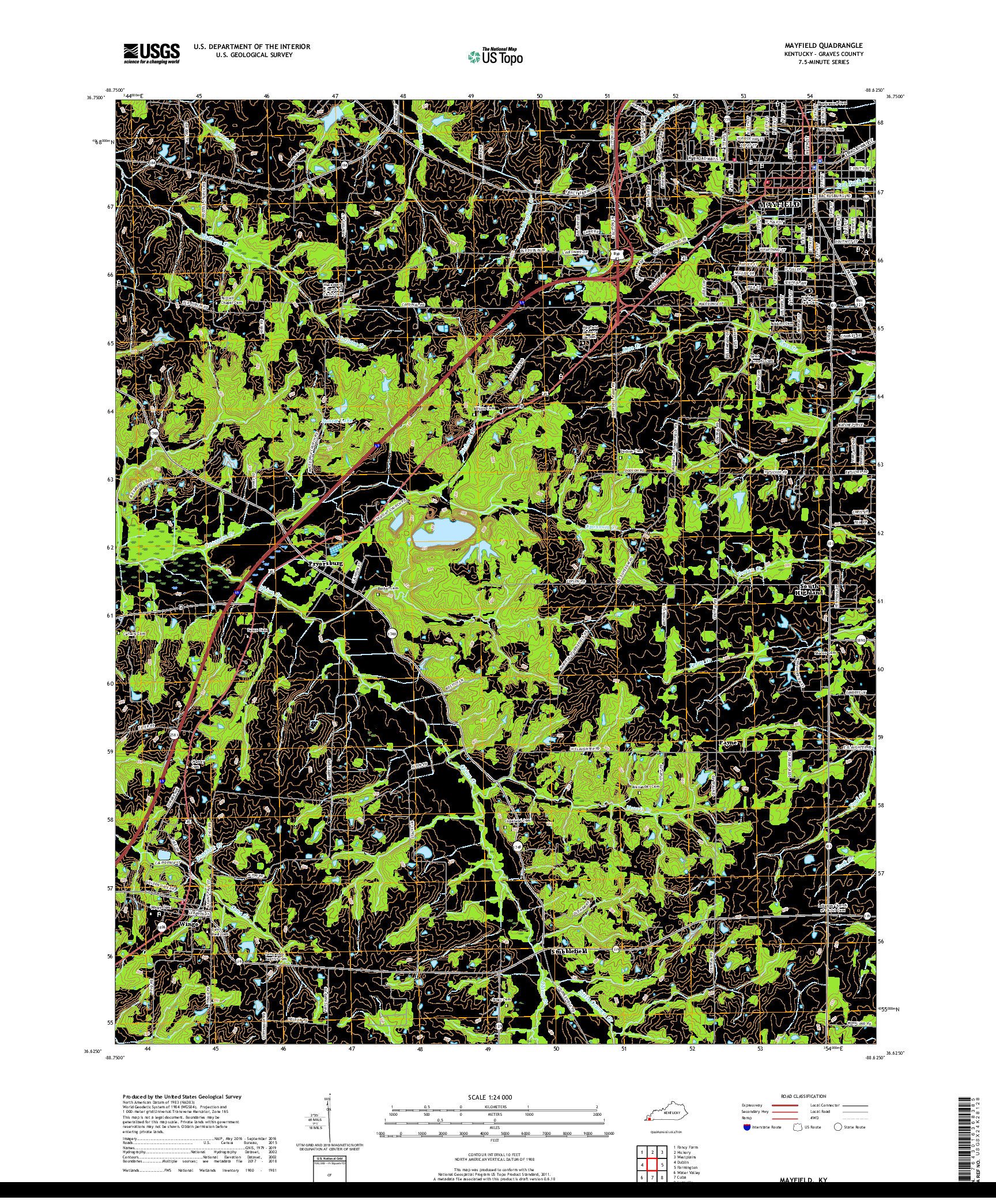 USGS US TOPO 7.5-MINUTE MAP FOR MAYFIELD, KY 2019