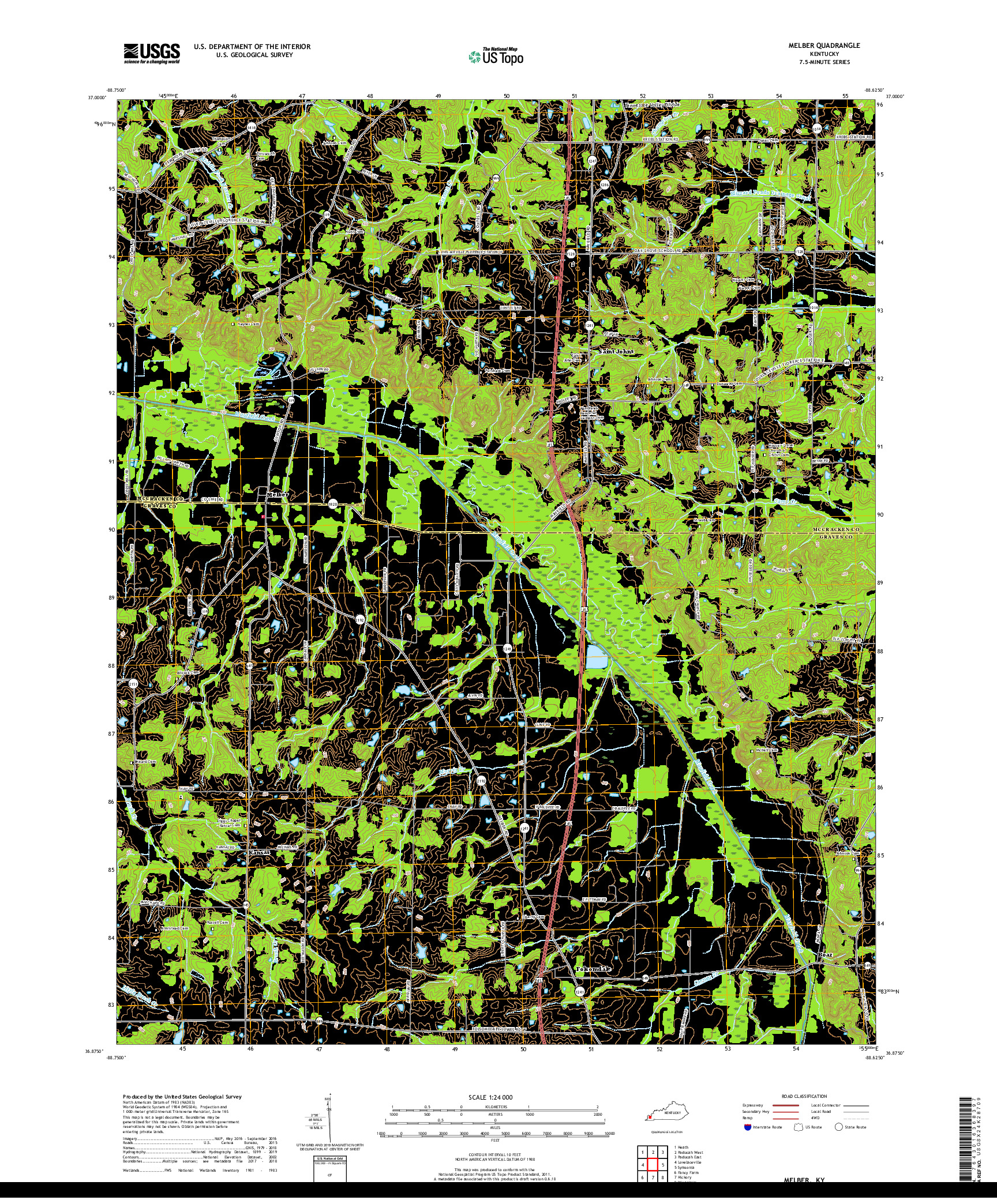 USGS US TOPO 7.5-MINUTE MAP FOR MELBER, KY 2019