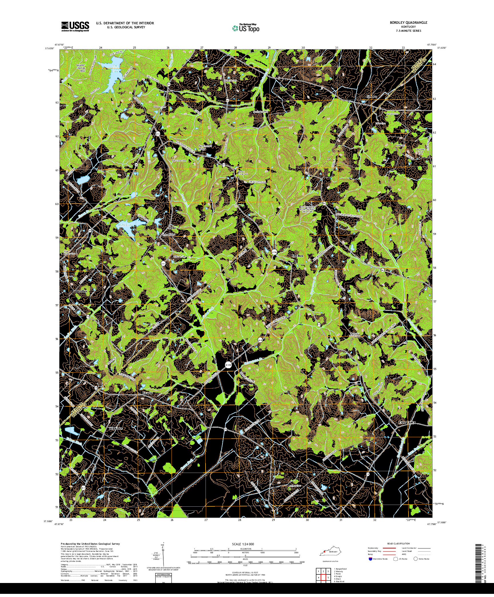 USGS US TOPO 7.5-MINUTE MAP FOR BORDLEY, KY 2019