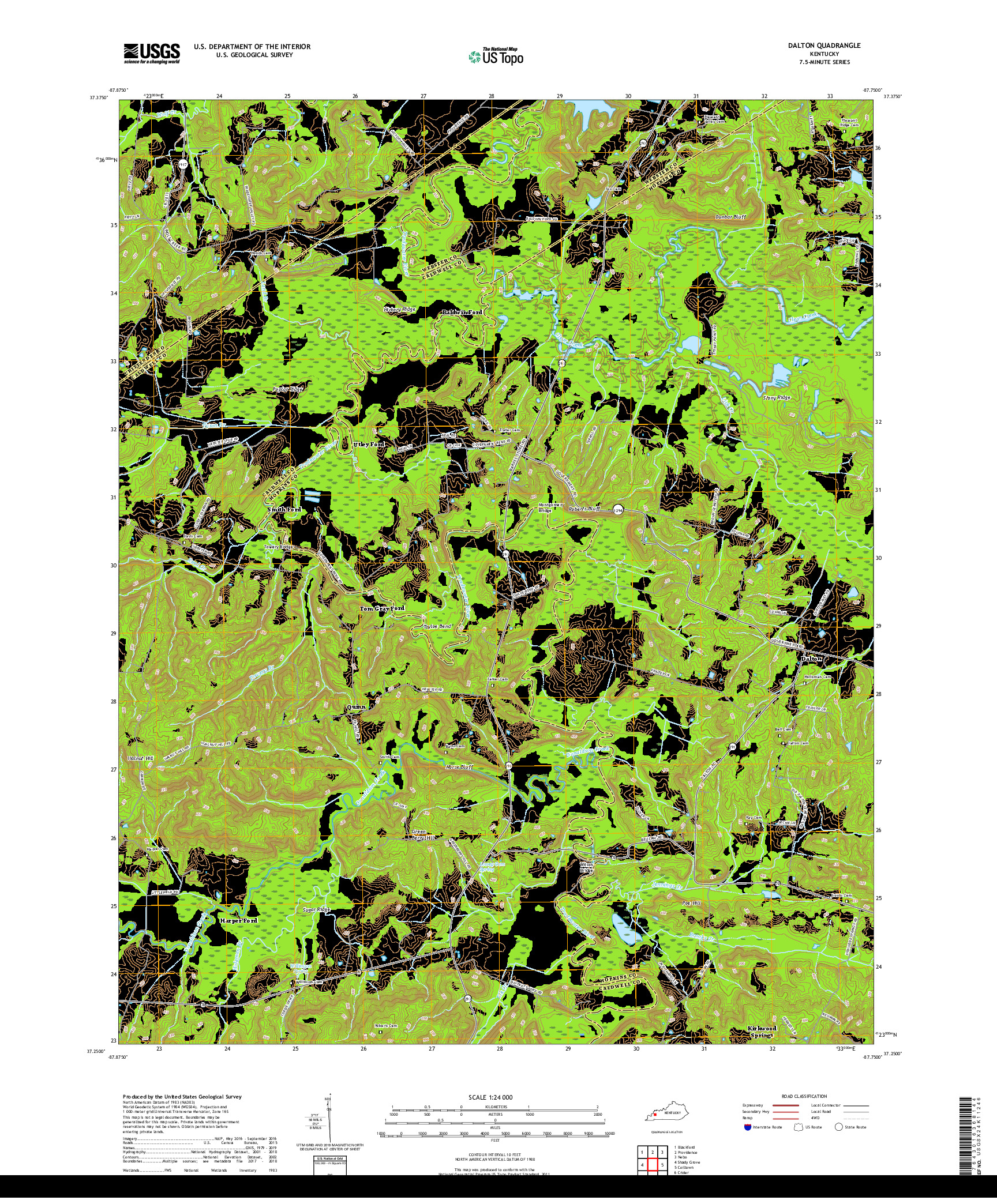 USGS US TOPO 7.5-MINUTE MAP FOR DALTON, KY 2019