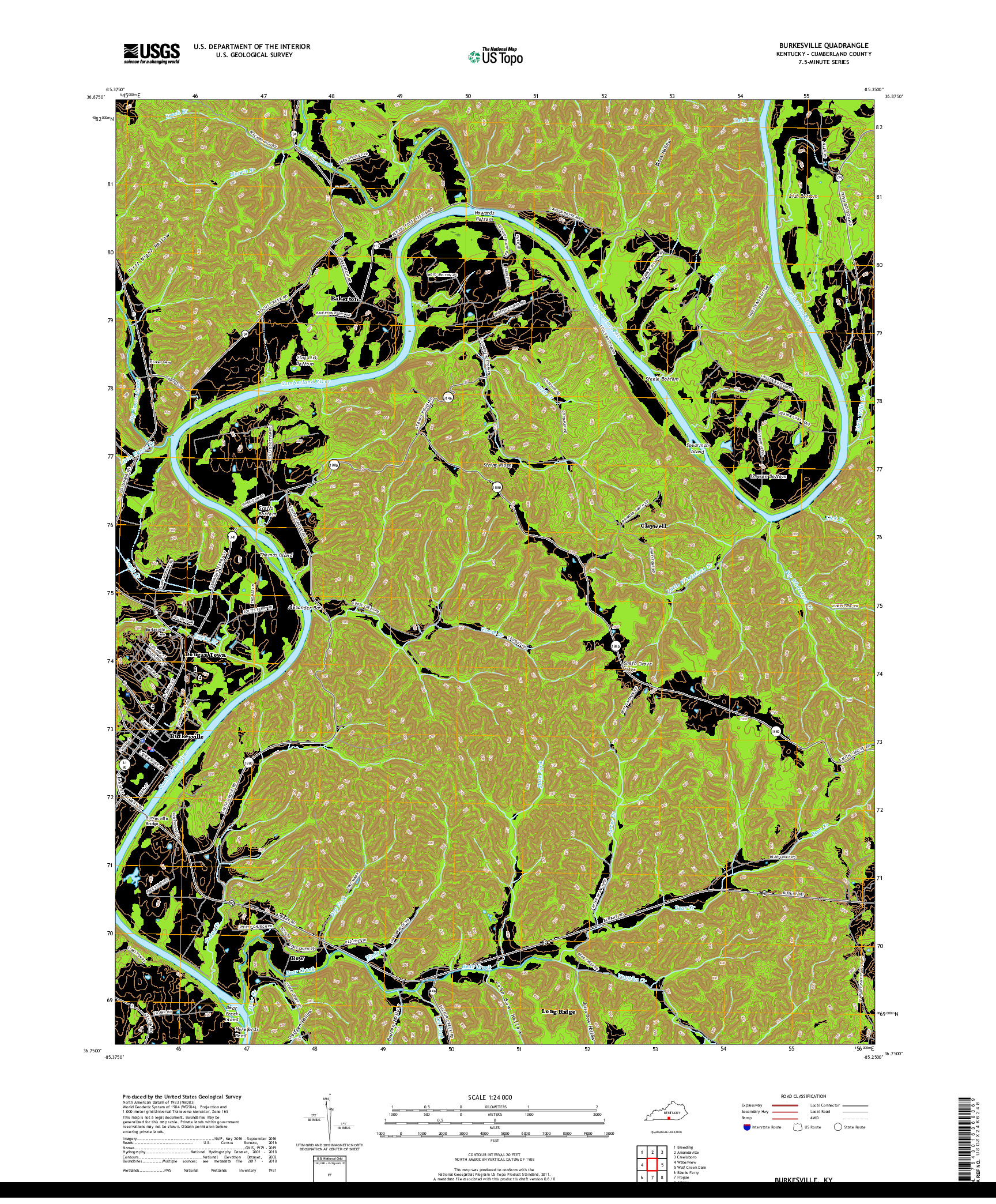 USGS US TOPO 7.5-MINUTE MAP FOR BURKESVILLE, KY 2019