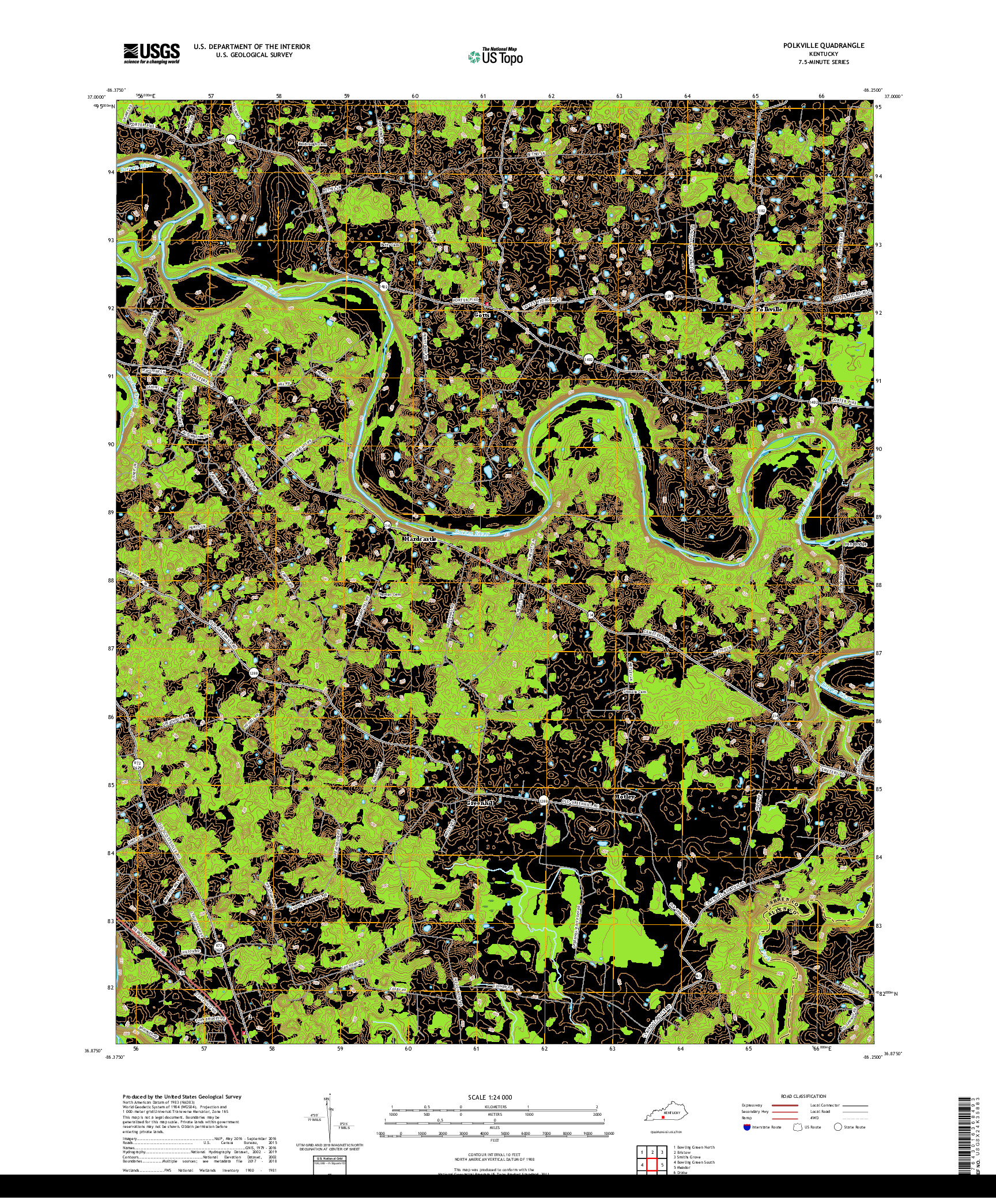 USGS US TOPO 7.5-MINUTE MAP FOR POLKVILLE, KY 2019