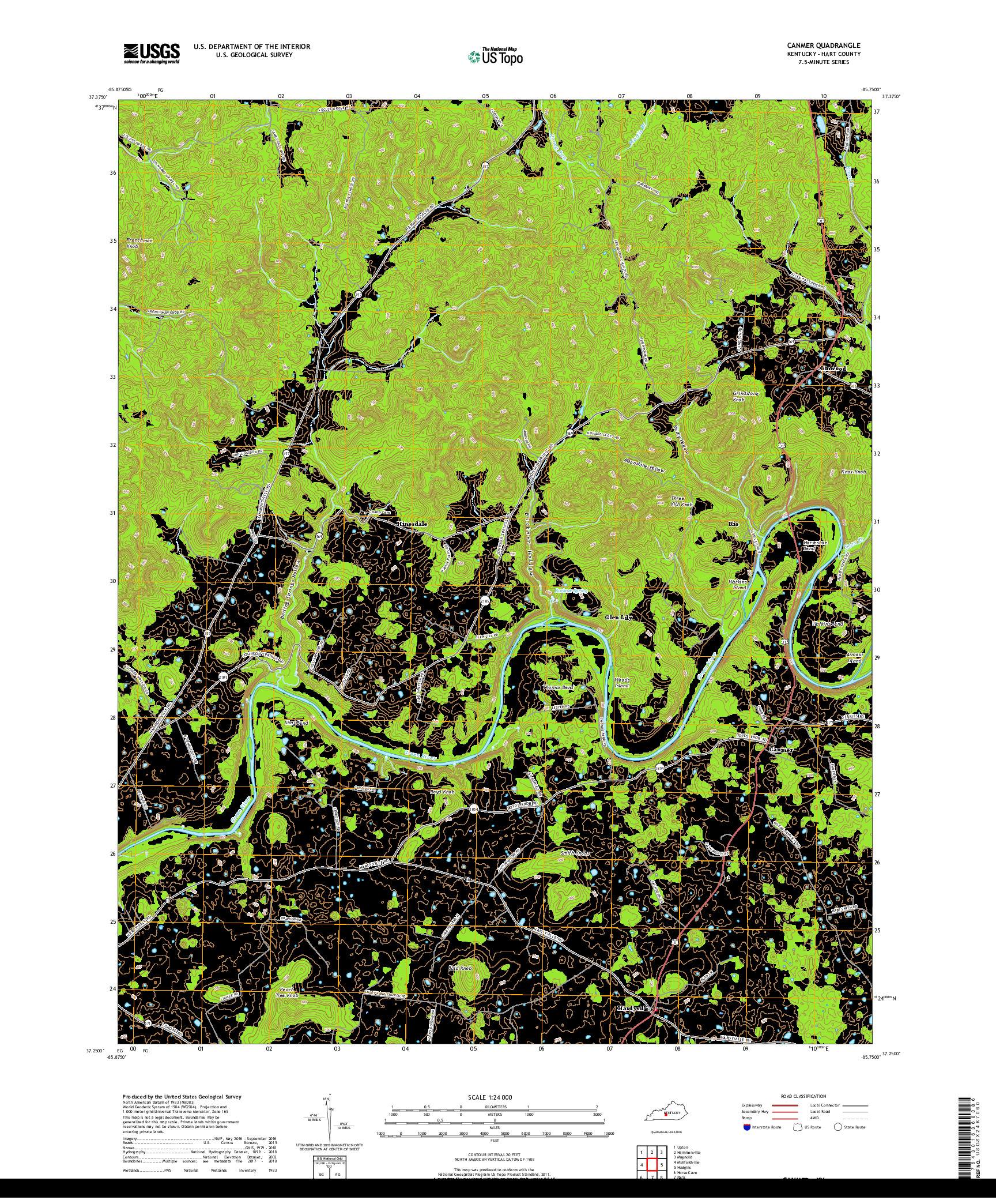 USGS US TOPO 7.5-MINUTE MAP FOR CANMER, KY 2019