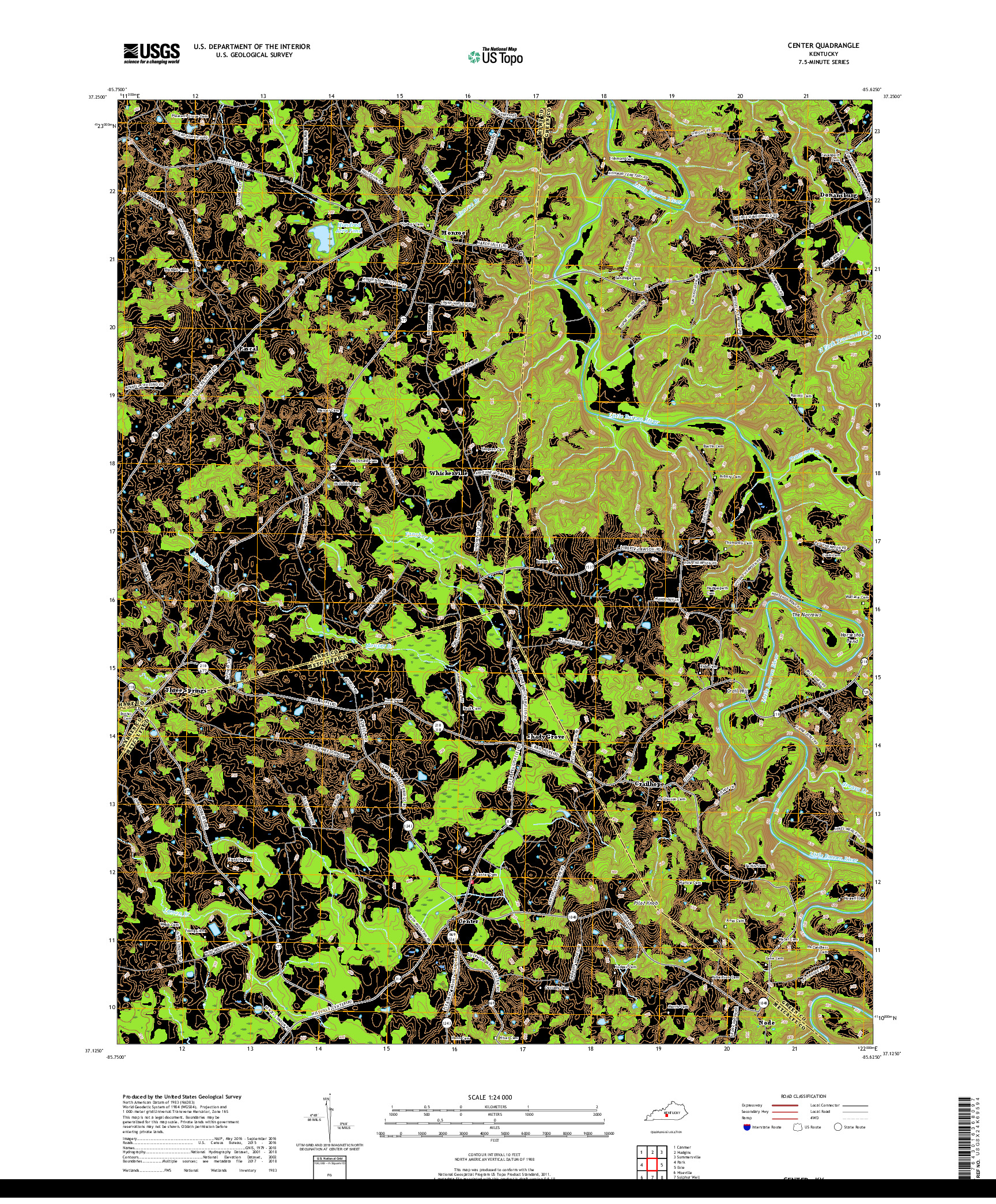 USGS US TOPO 7.5-MINUTE MAP FOR CENTER, KY 2019