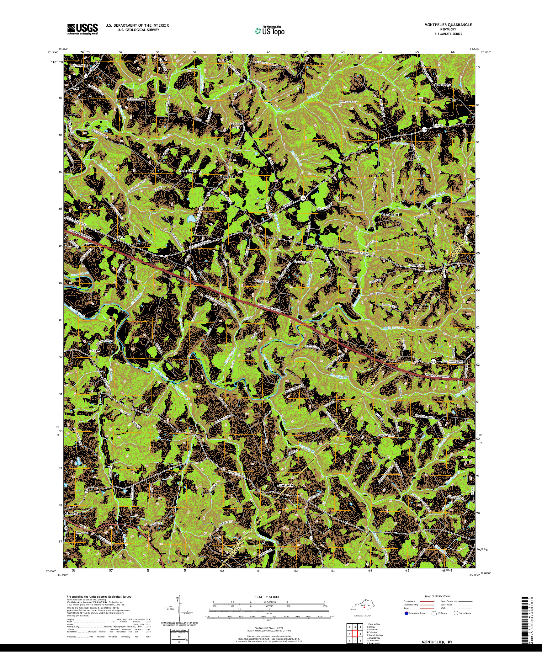 USGS US TOPO 7.5-MINUTE MAP FOR MONTPELIER, KY 2019