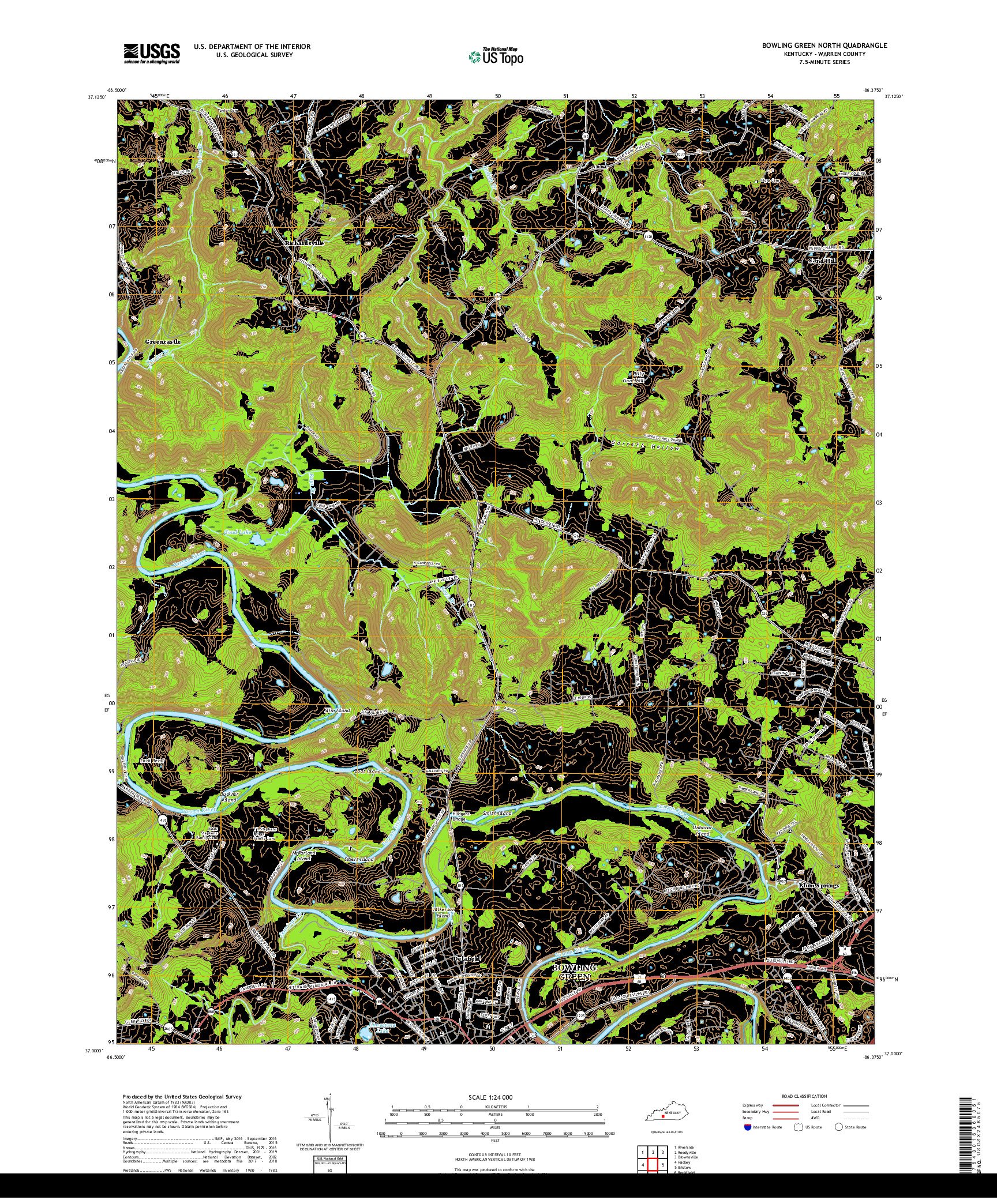 USGS US TOPO 7.5-MINUTE MAP FOR BOWLING GREEN NORTH, KY 2019