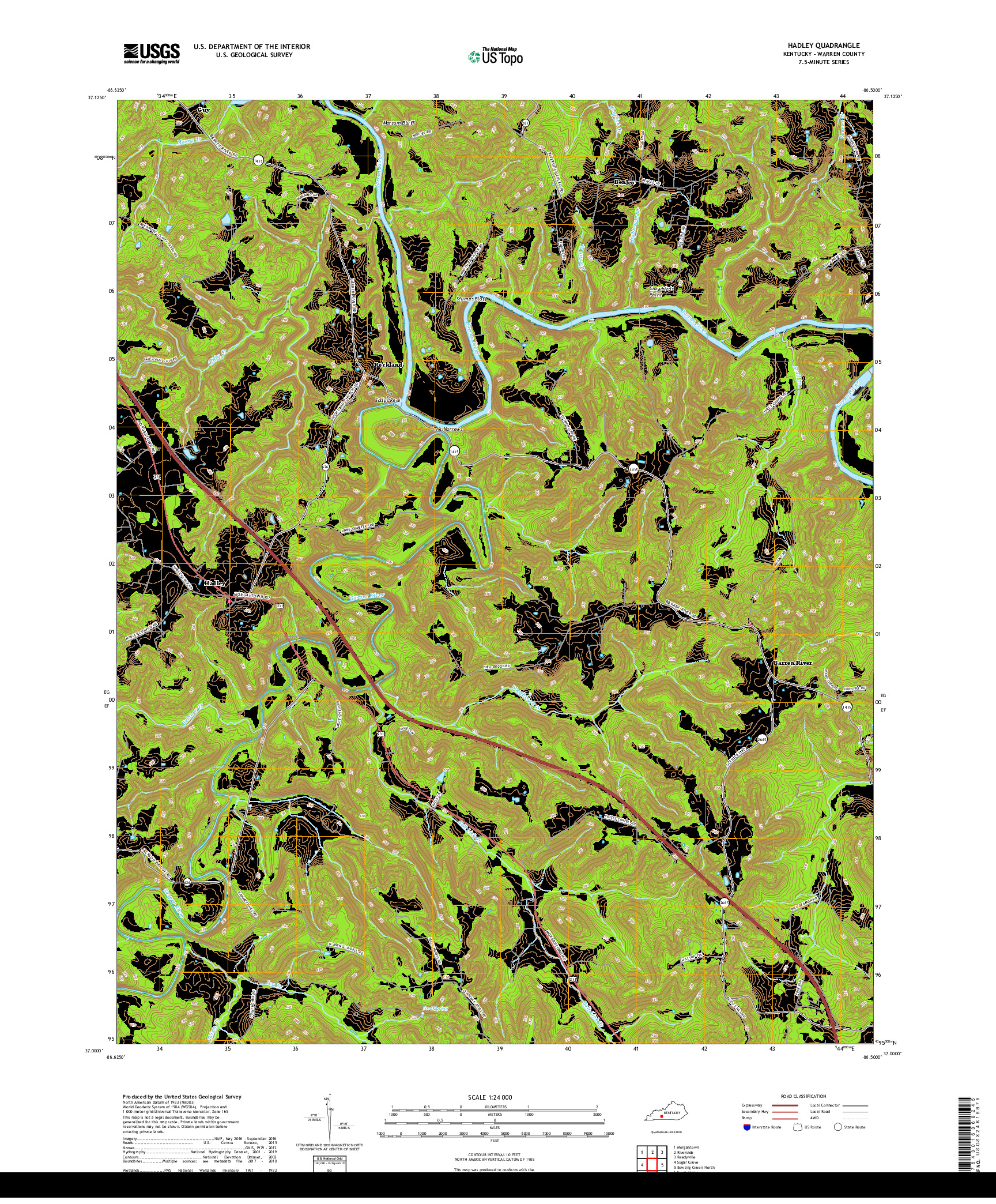 USGS US TOPO 7.5-MINUTE MAP FOR HADLEY, KY 2019