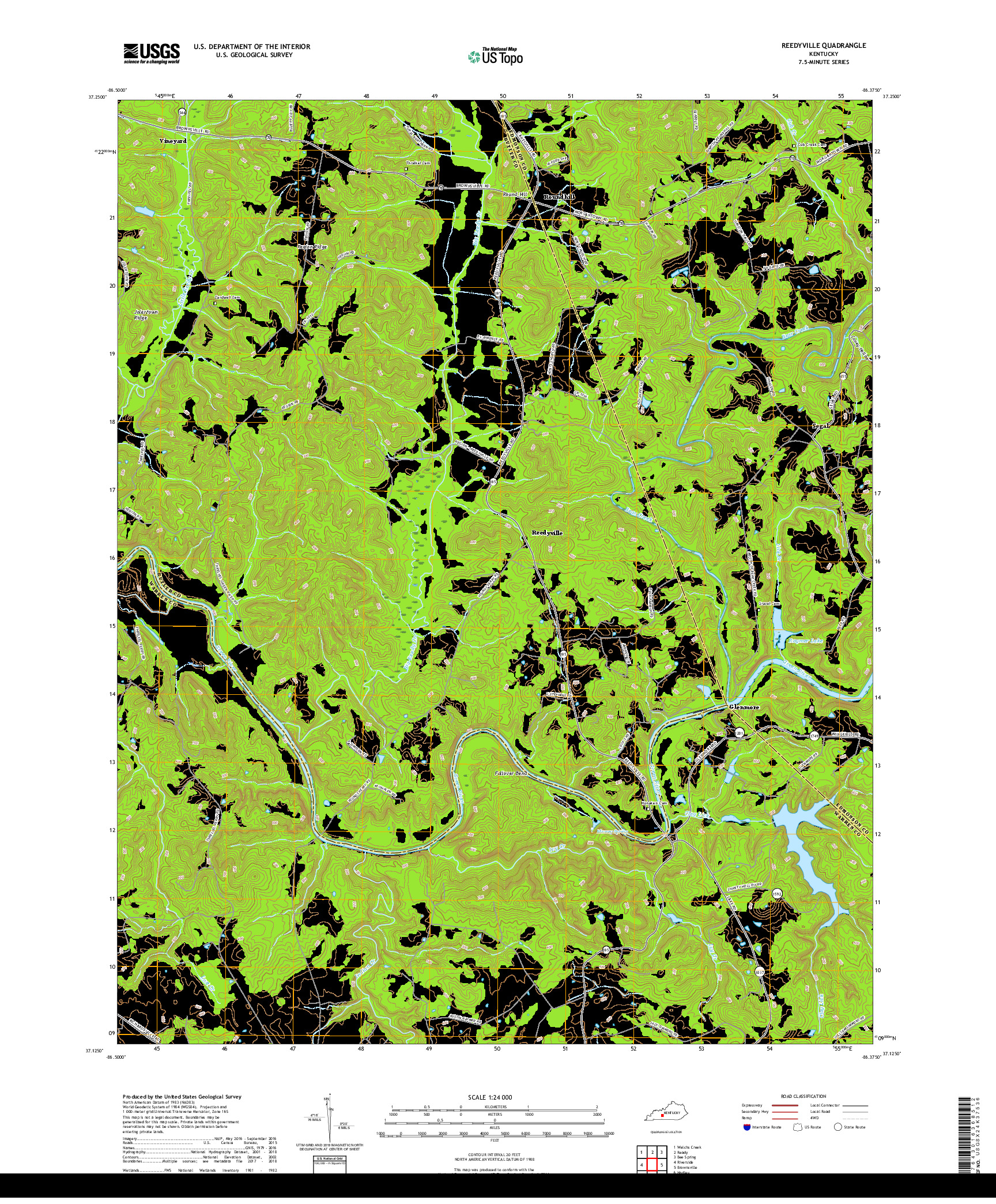 USGS US TOPO 7.5-MINUTE MAP FOR REEDYVILLE, KY 2019