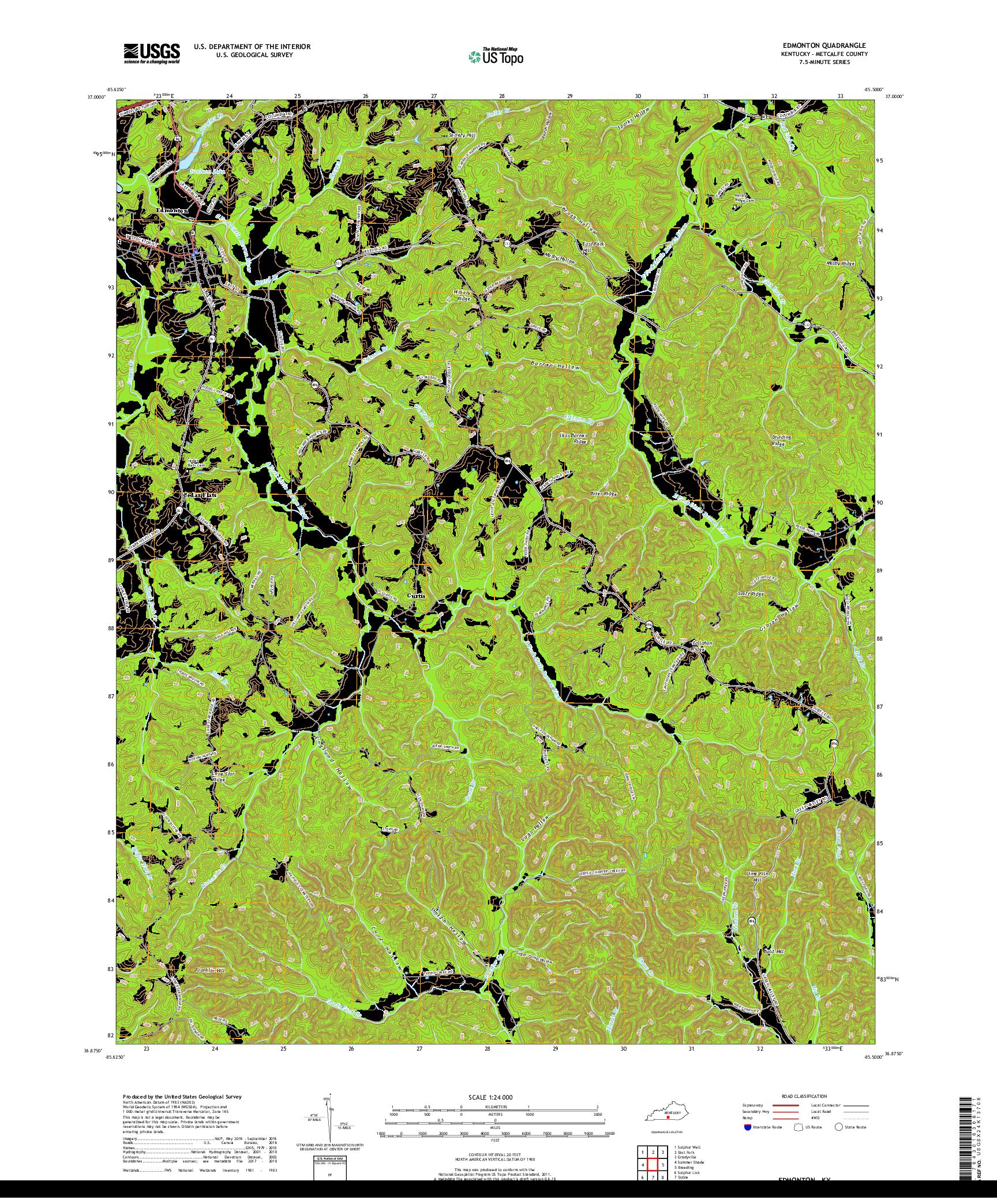 USGS US TOPO 7.5-MINUTE MAP FOR EDMONTON, KY 2019