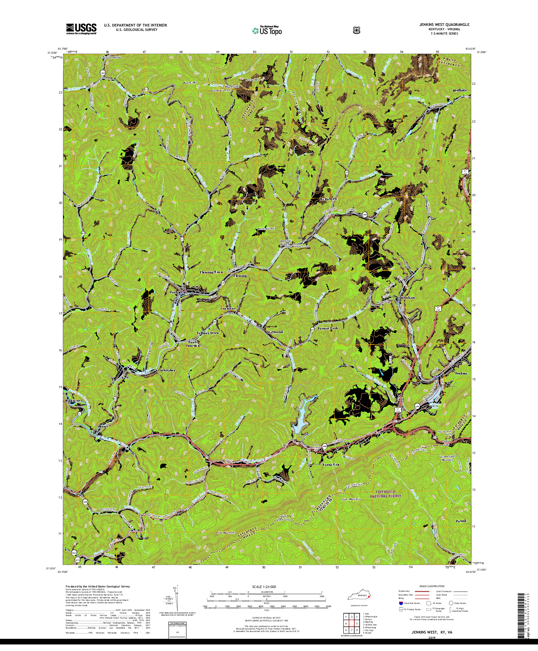 USGS US TOPO 7.5-MINUTE MAP FOR JENKINS WEST, KY,VA 2019