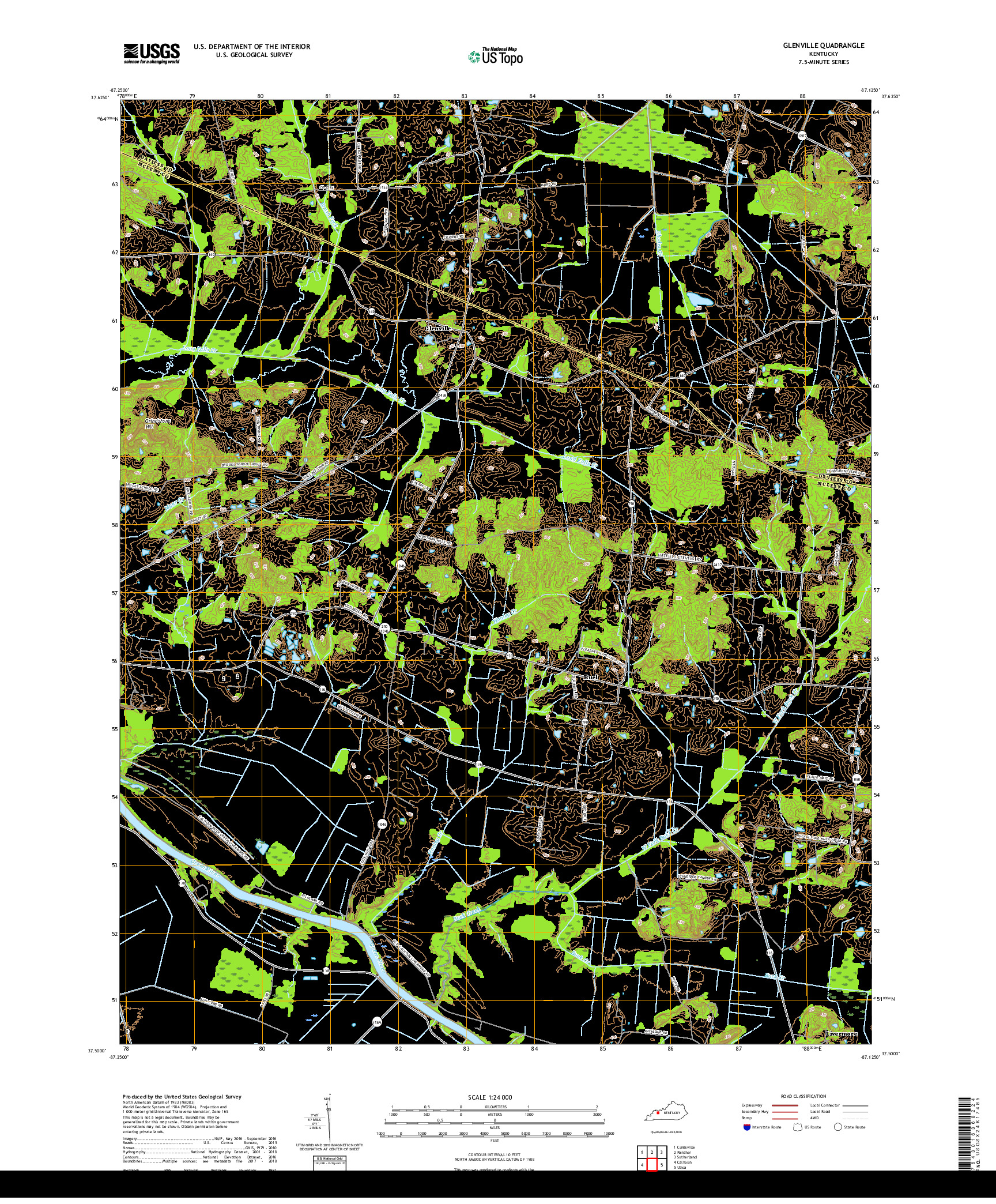 USGS US TOPO 7.5-MINUTE MAP FOR GLENVILLE, KY 2019