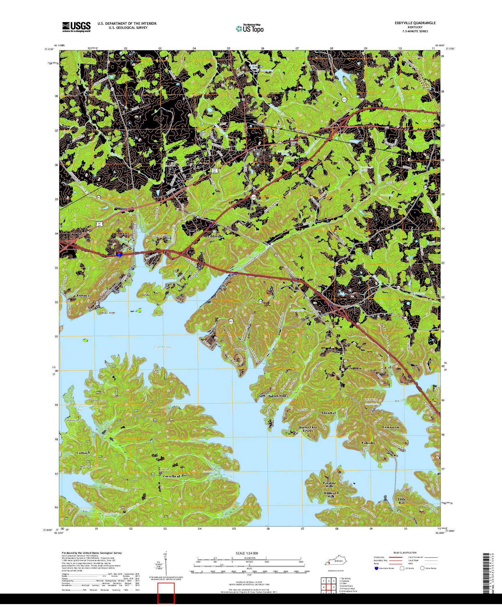 USGS US TOPO 7.5-MINUTE MAP FOR EDDYVILLE, KY 2019