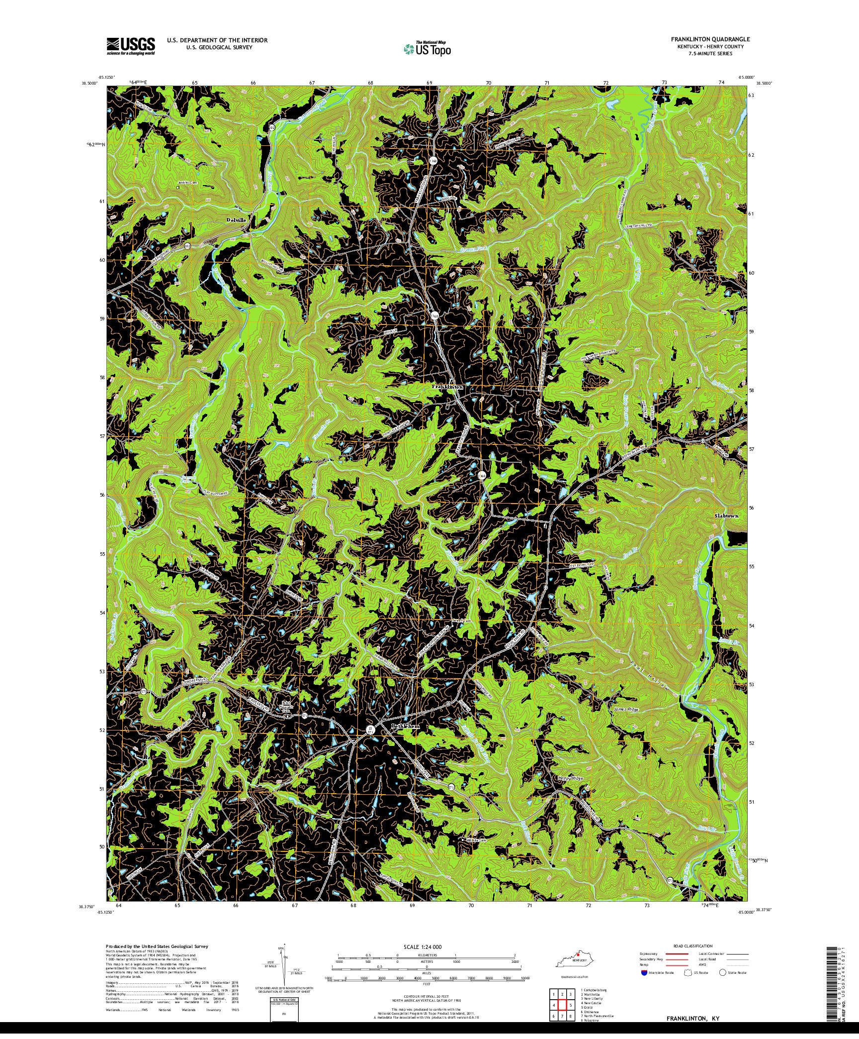 USGS US TOPO 7.5-MINUTE MAP FOR FRANKLINTON, KY 2019