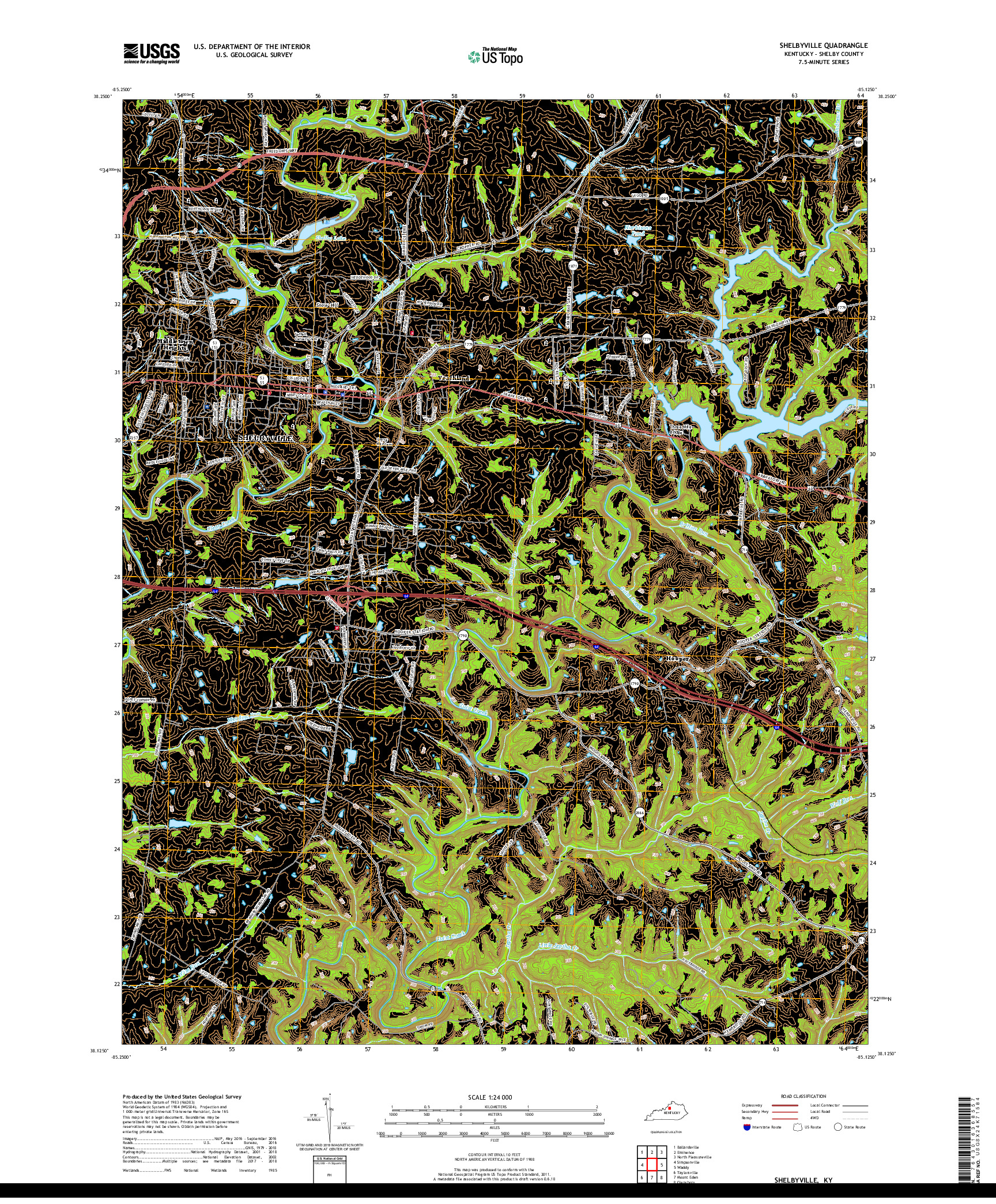 USGS US TOPO 7.5-MINUTE MAP FOR SHELBYVILLE, KY 2019