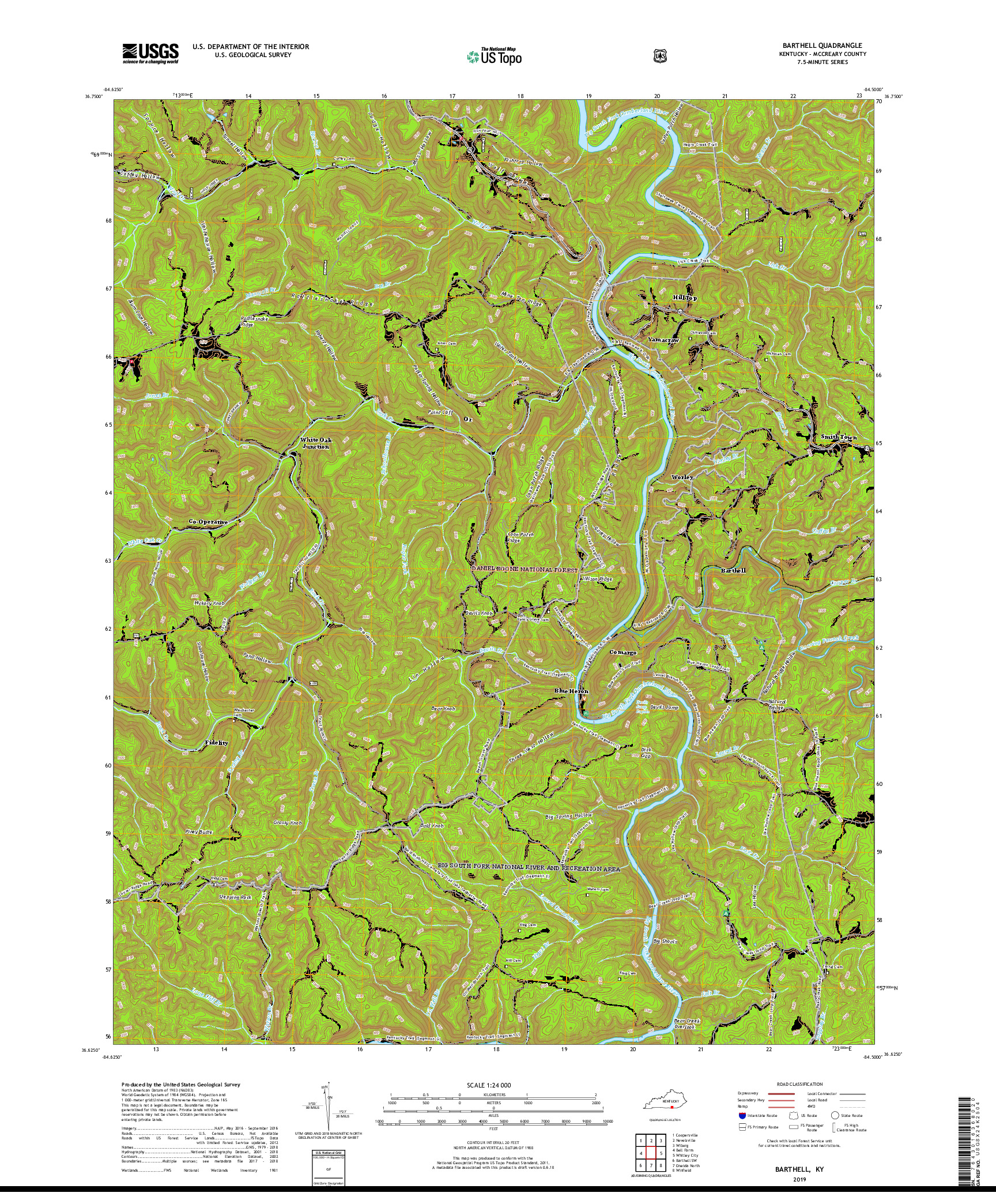 USGS US TOPO 7.5-MINUTE MAP FOR BARTHELL, KY 2019