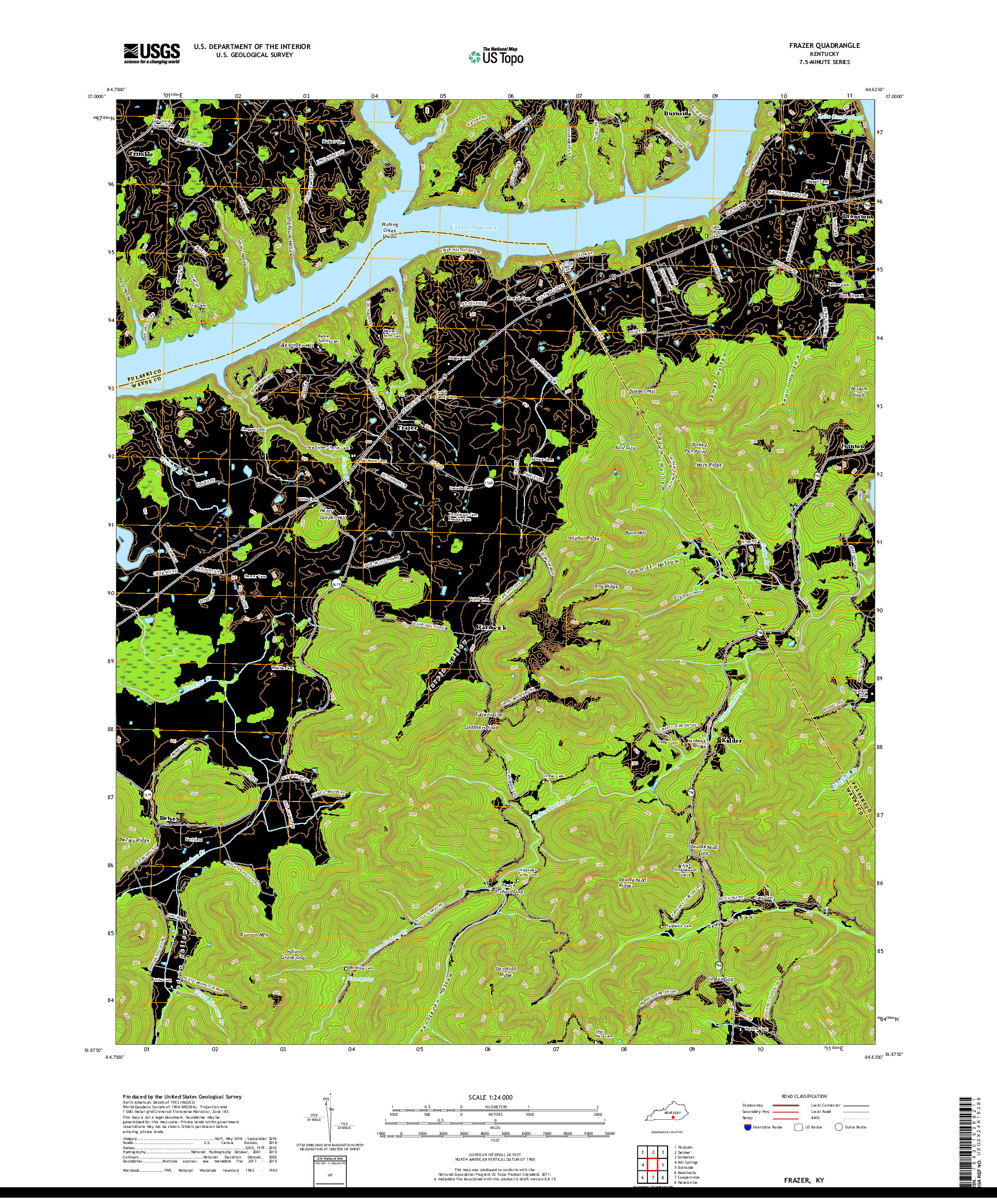 USGS US TOPO 7.5-MINUTE MAP FOR FRAZER, KY 2019