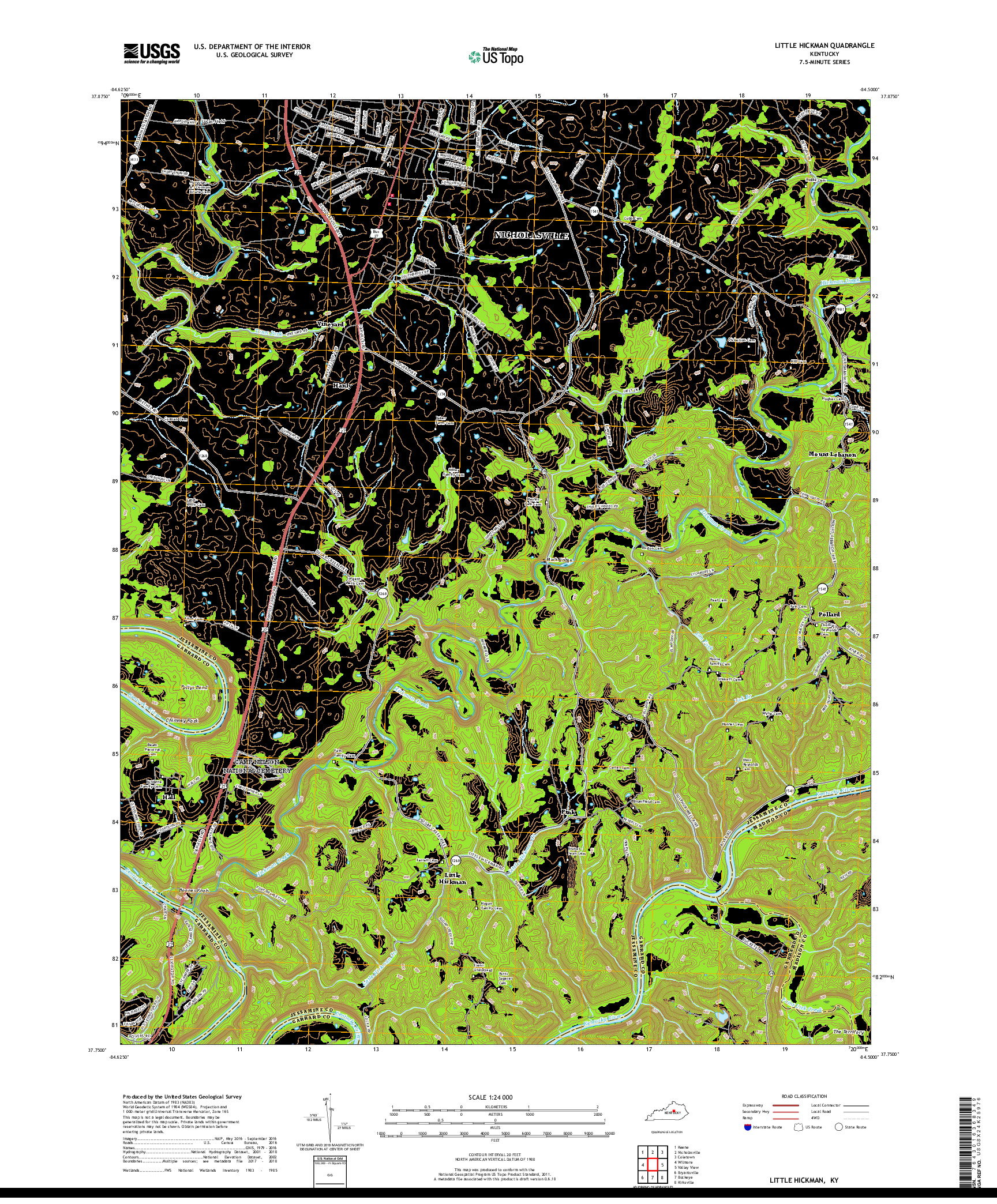 USGS US TOPO 7.5-MINUTE MAP FOR LITTLE HICKMAN, KY 2019