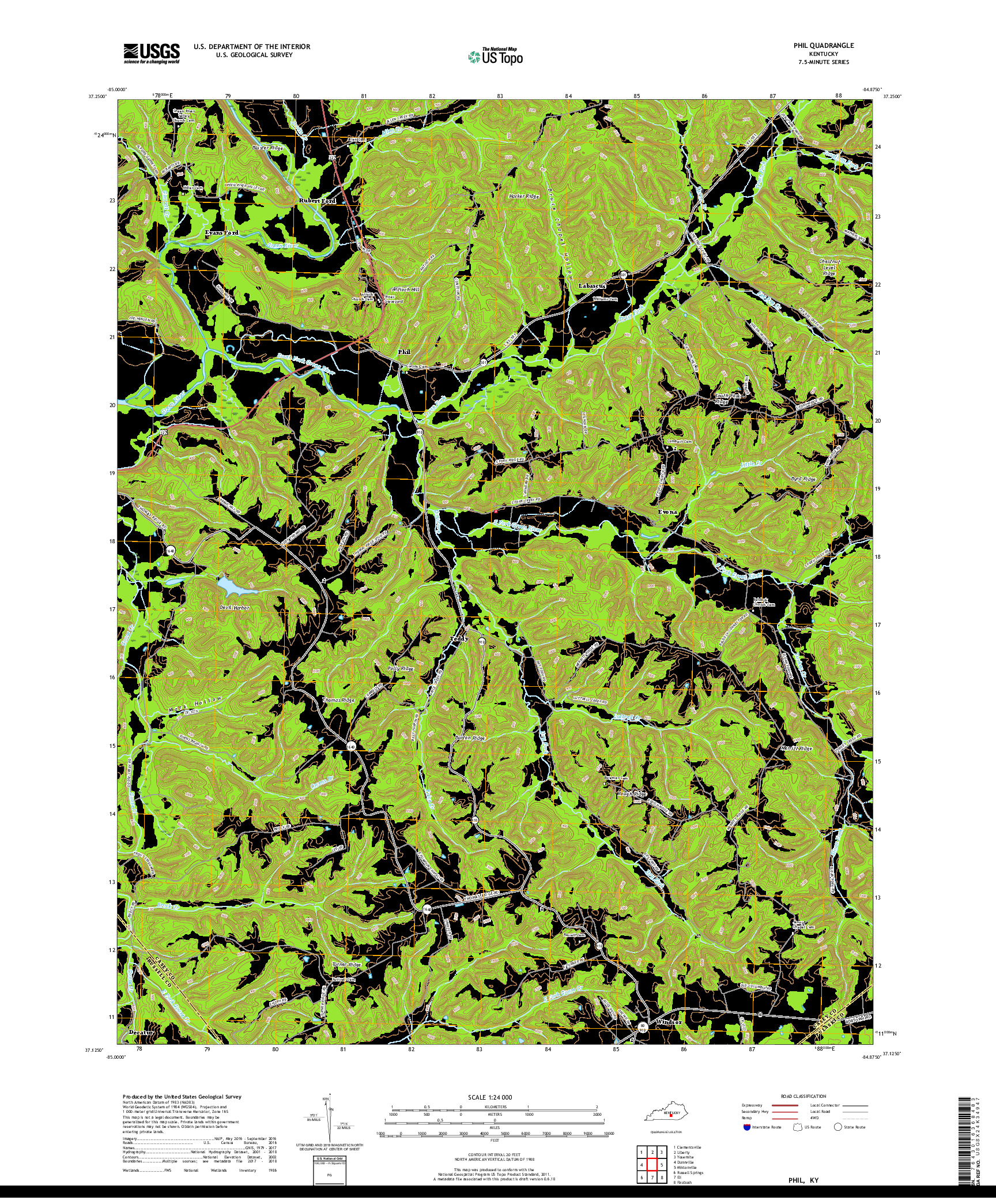 USGS US TOPO 7.5-MINUTE MAP FOR PHIL, KY 2019