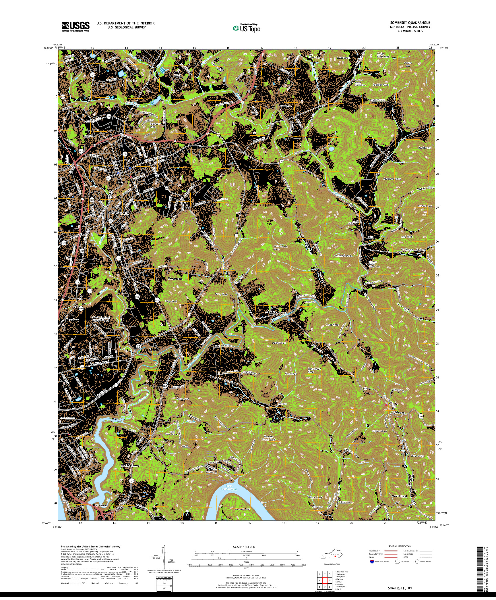 USGS US TOPO 7.5-MINUTE MAP FOR SOMERSET, KY 2019