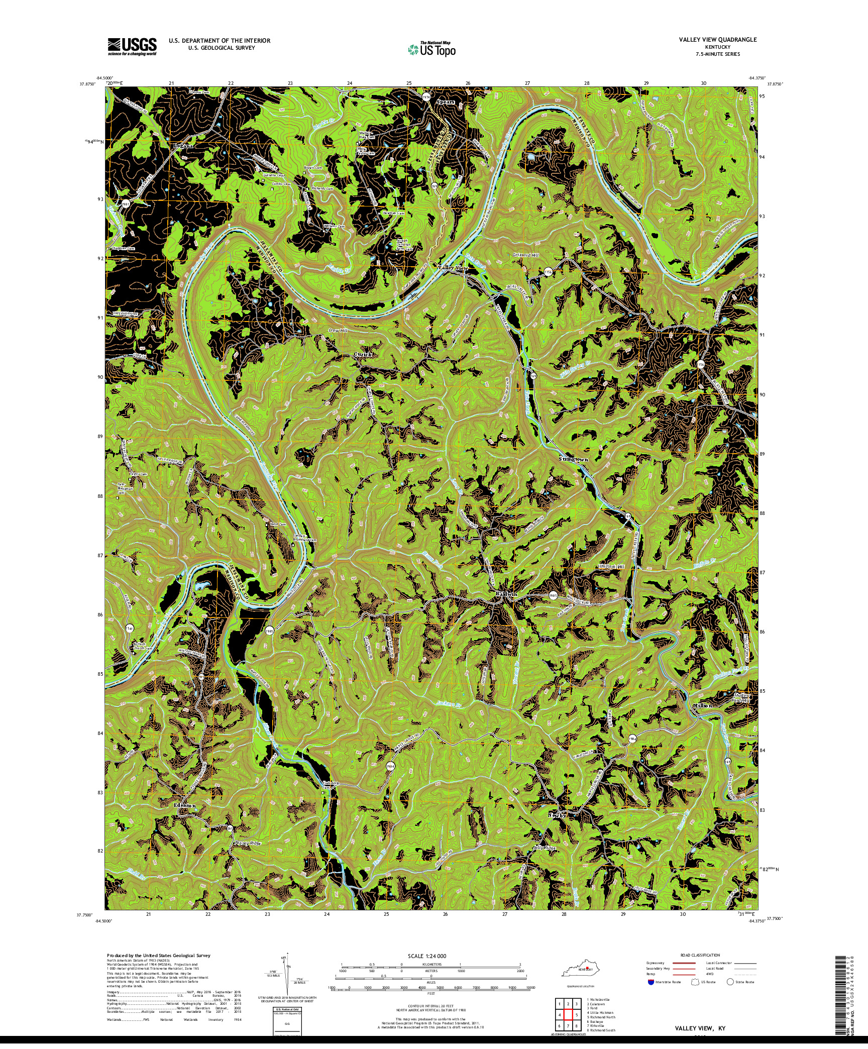 USGS US TOPO 7.5-MINUTE MAP FOR VALLEY VIEW, KY 2019