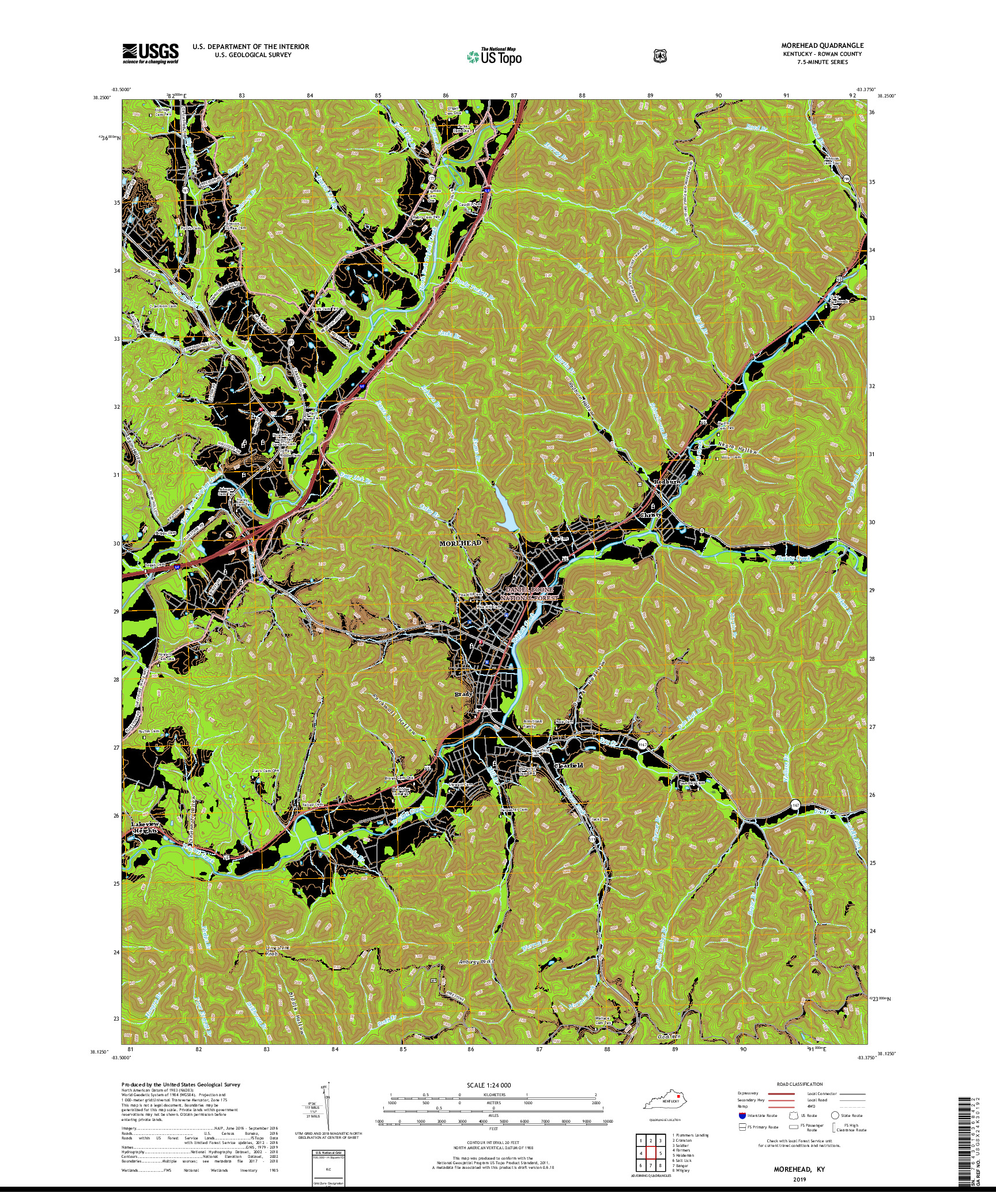 USGS US TOPO 7.5-MINUTE MAP FOR MOREHEAD, KY 2019