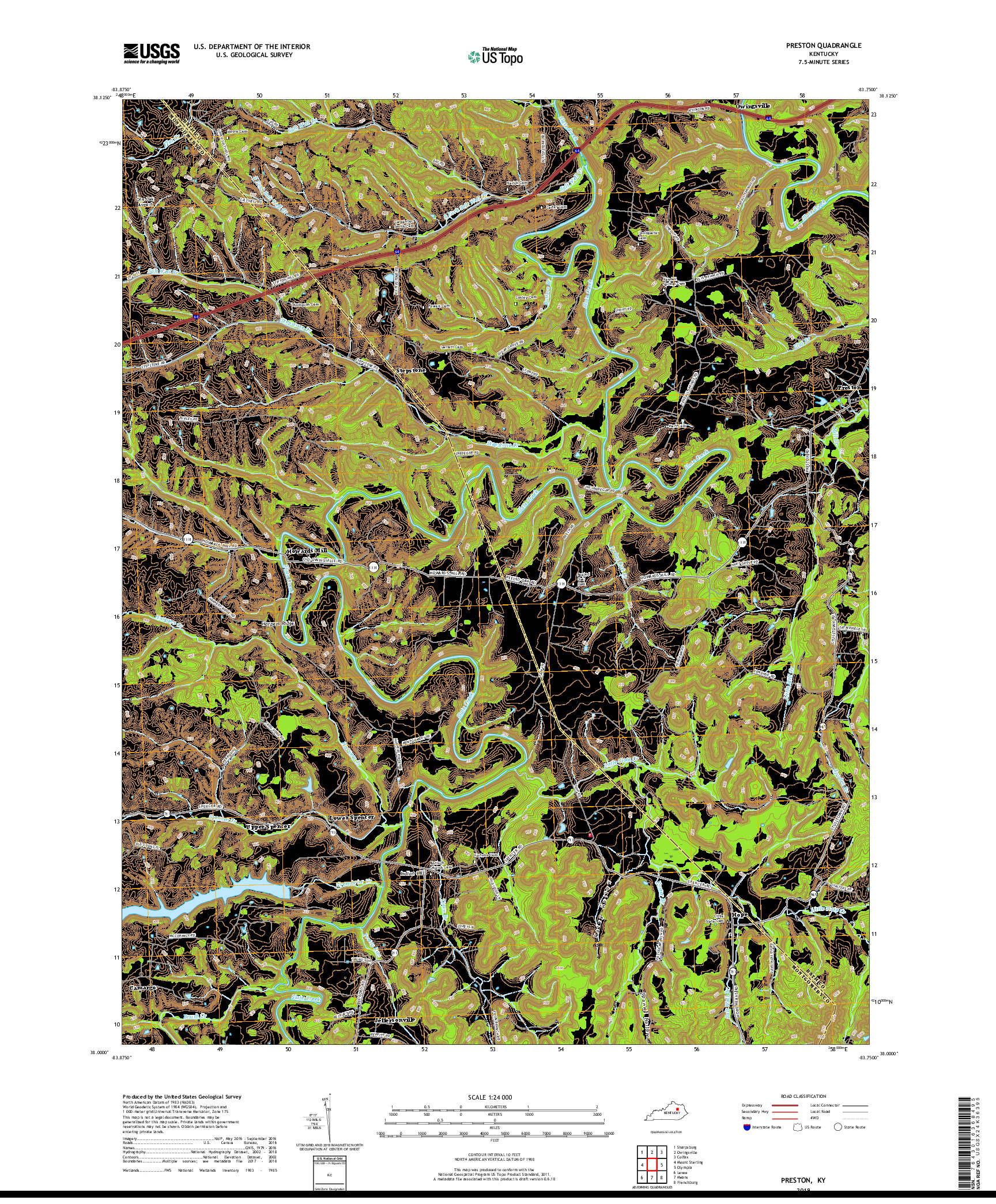 USGS US TOPO 7.5-MINUTE MAP FOR PRESTON, KY 2019