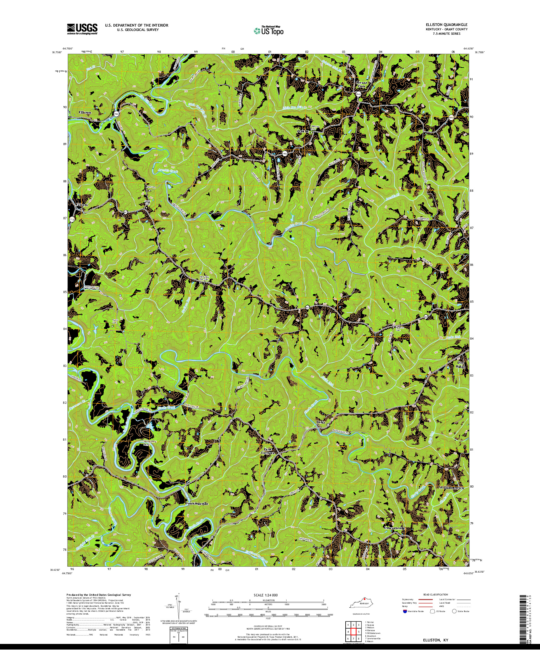 USGS US TOPO 7.5-MINUTE MAP FOR ELLISTON, KY 2019