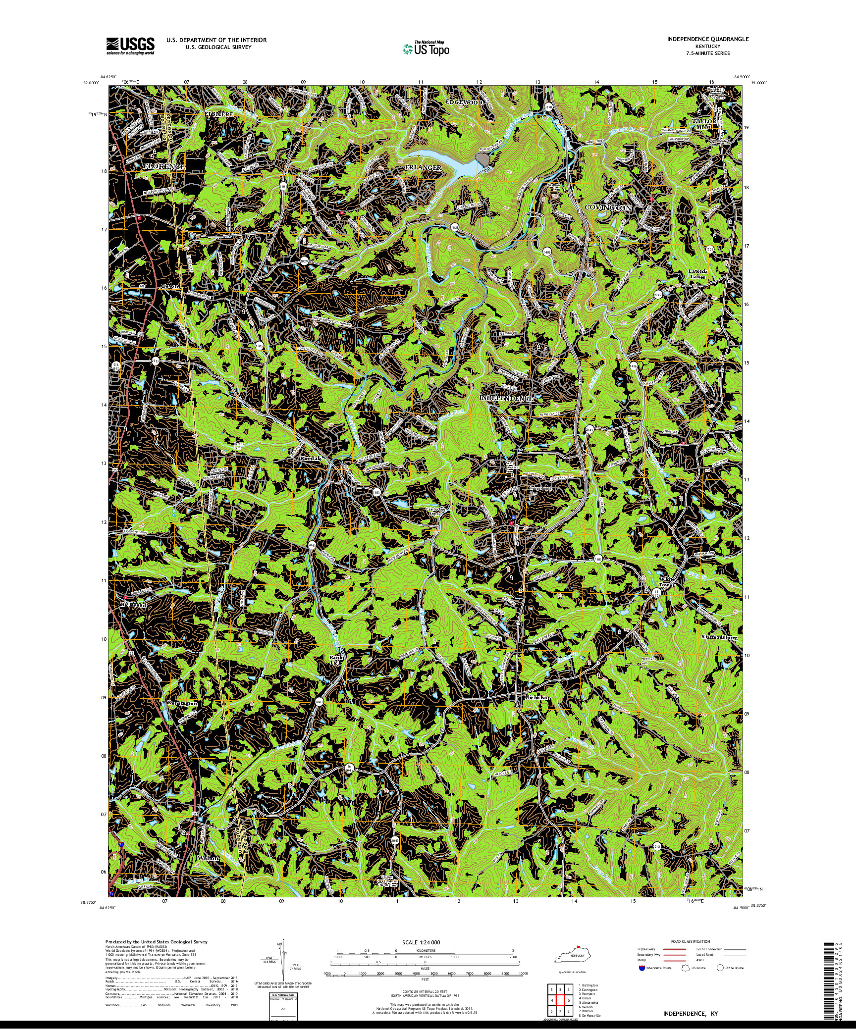 USGS US TOPO 7.5-MINUTE MAP FOR INDEPENDENCE, KY 2019