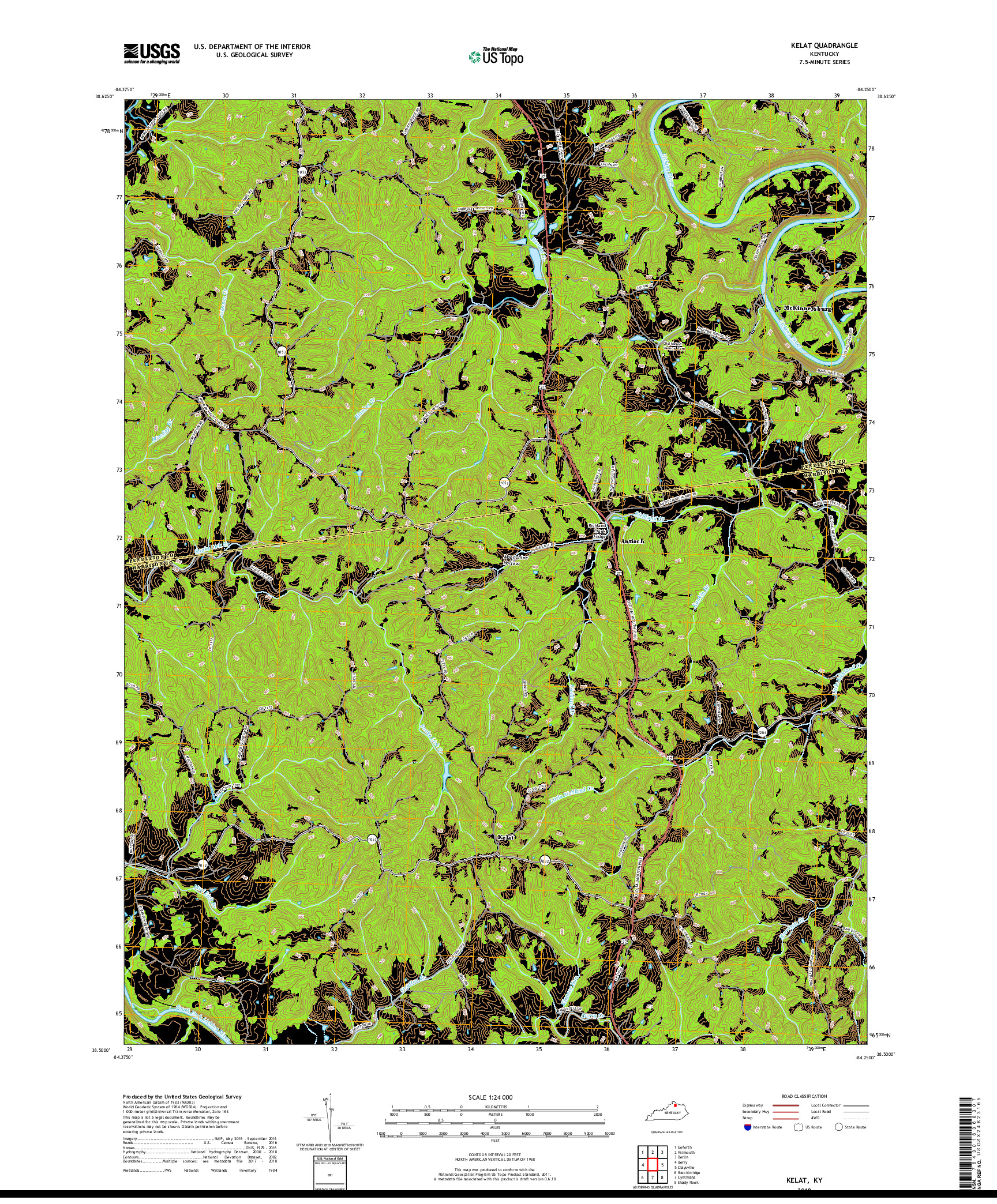 USGS US TOPO 7.5-MINUTE MAP FOR KELAT, KY 2019