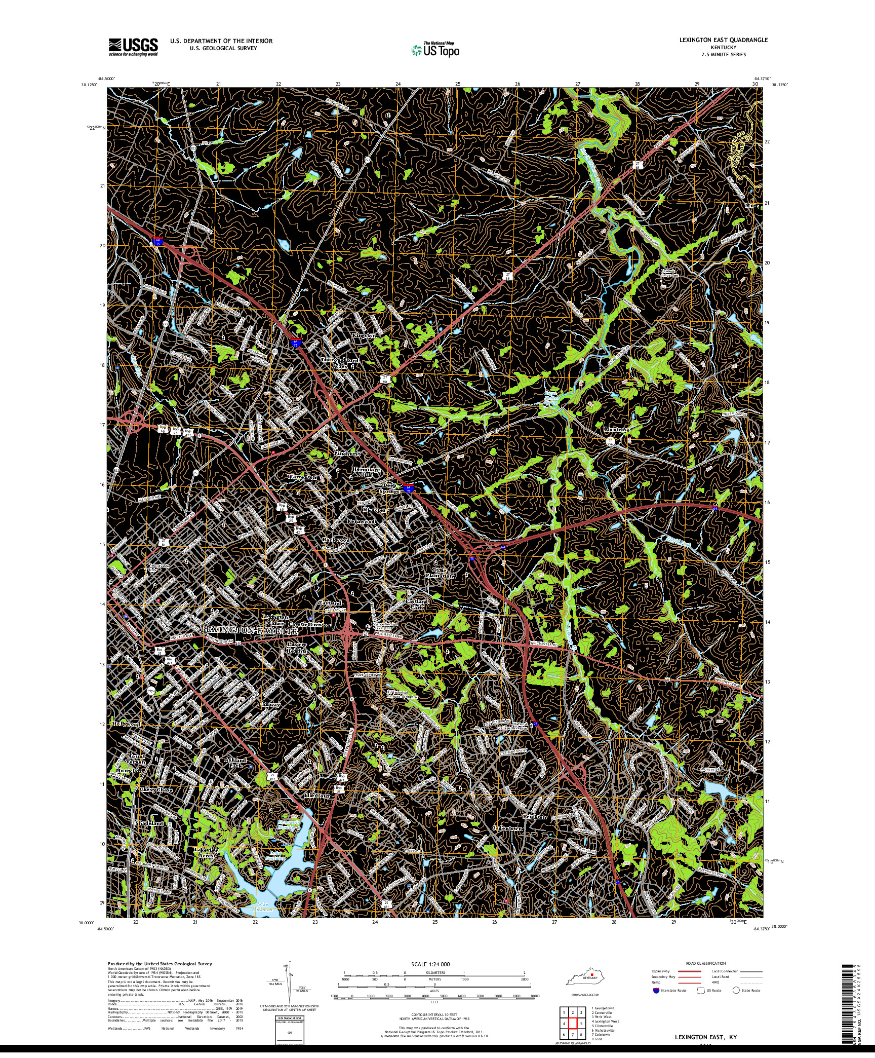 USGS US TOPO 7.5-MINUTE MAP FOR LEXINGTON EAST, KY 2019