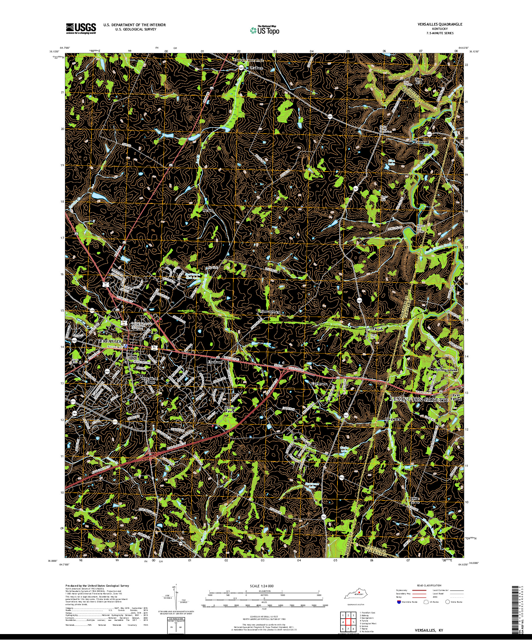 USGS US TOPO 7.5-MINUTE MAP FOR VERSAILLES, KY 2019