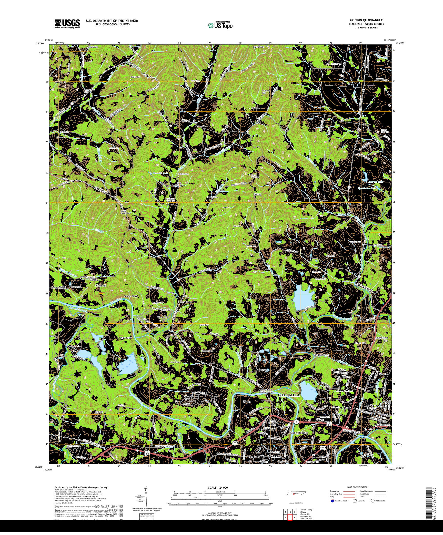 USGS US TOPO 7.5-MINUTE MAP FOR GODWIN, TN 2019