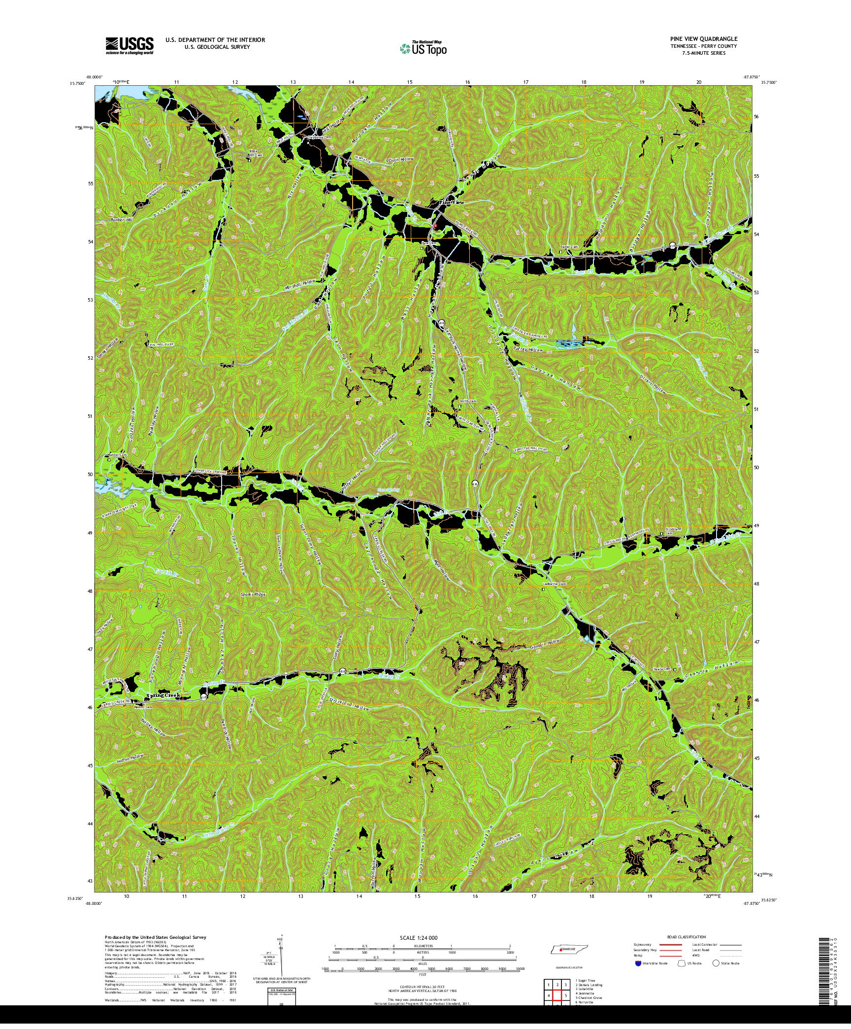 USGS US TOPO 7.5-MINUTE MAP FOR PINE VIEW, TN 2019
