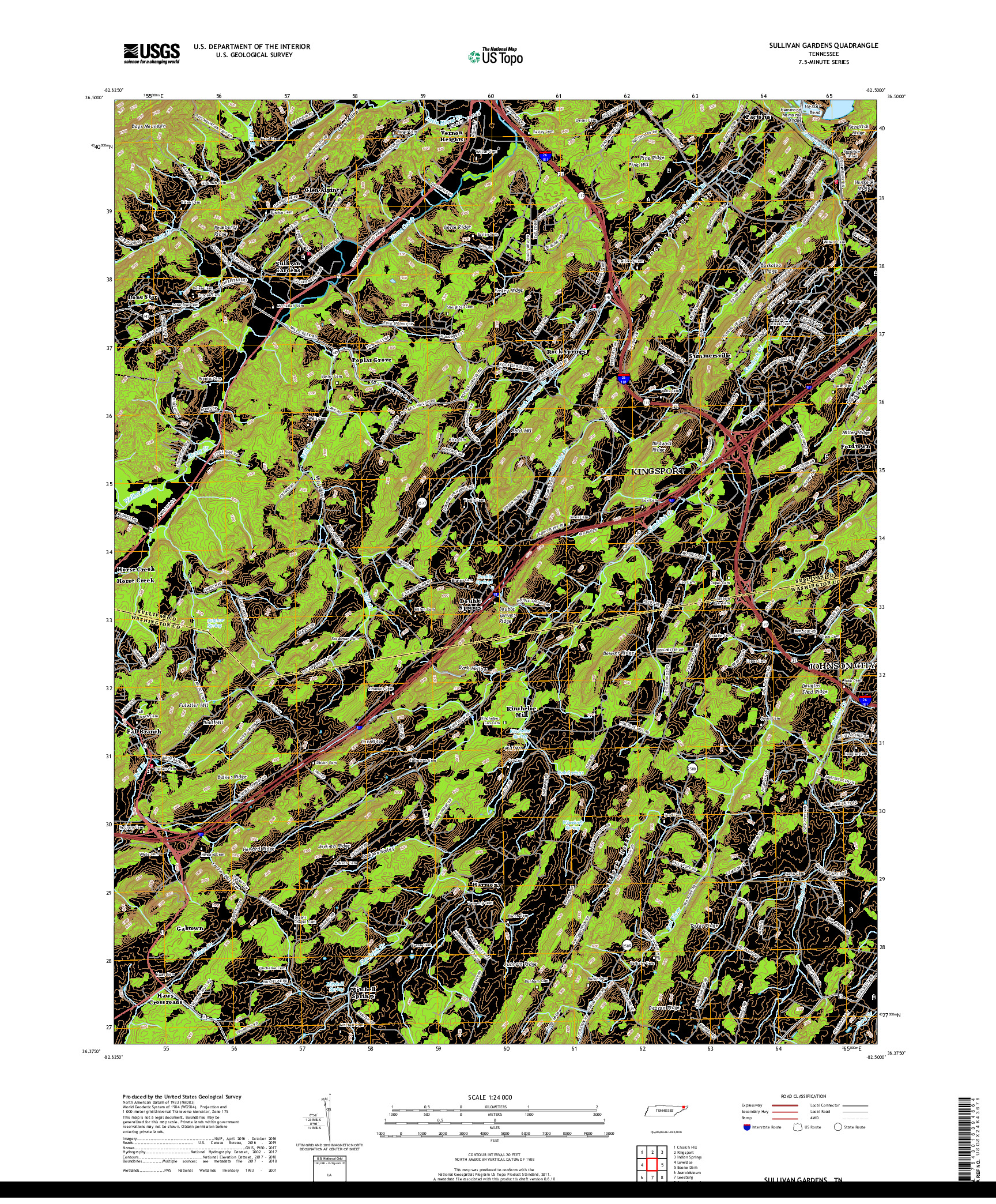 USGS US TOPO 7.5-MINUTE MAP FOR SULLIVAN GARDENS, TN 2019