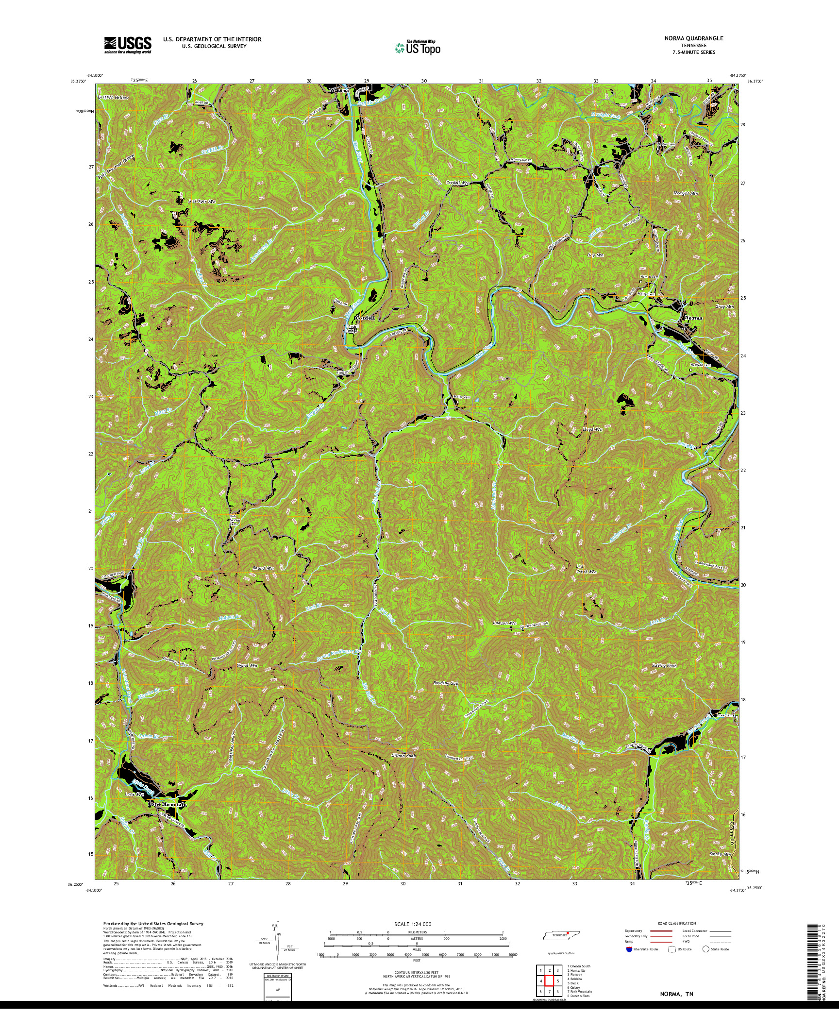 USGS US TOPO 7.5-MINUTE MAP FOR NORMA, TN 2019