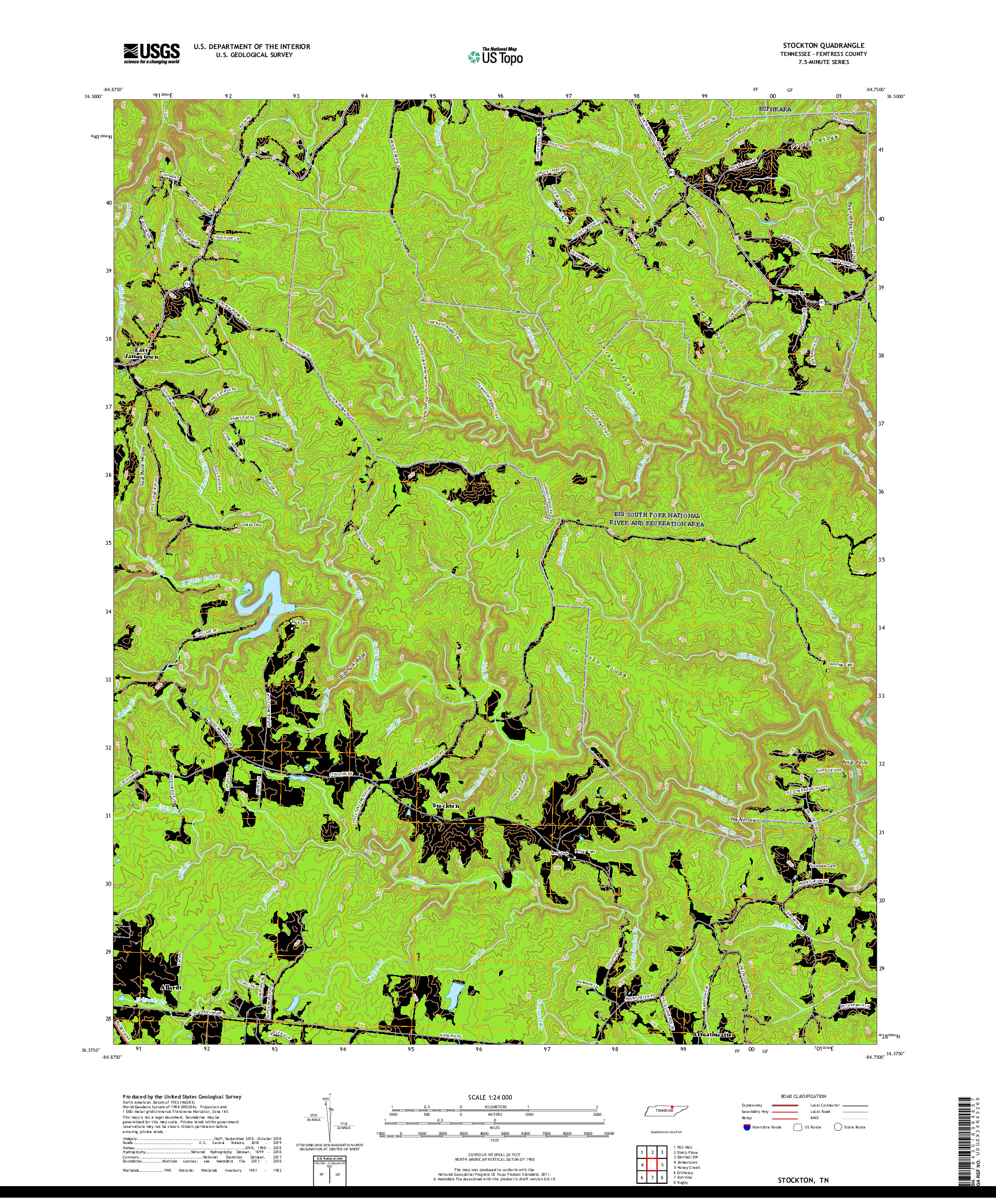 USGS US TOPO 7.5-MINUTE MAP FOR STOCKTON, TN 2019