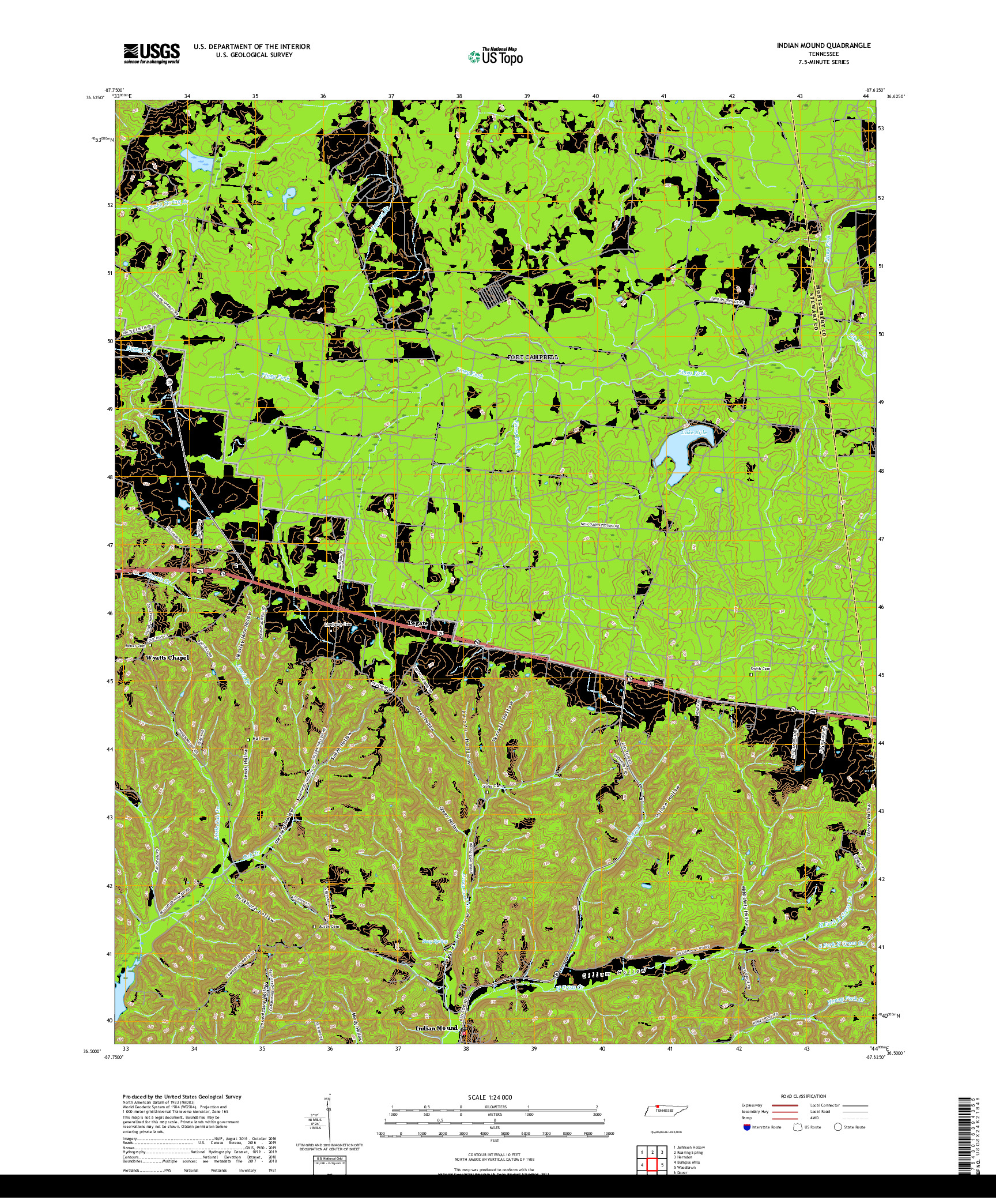 USGS US TOPO 7.5-MINUTE MAP FOR INDIAN MOUND, TN 2019