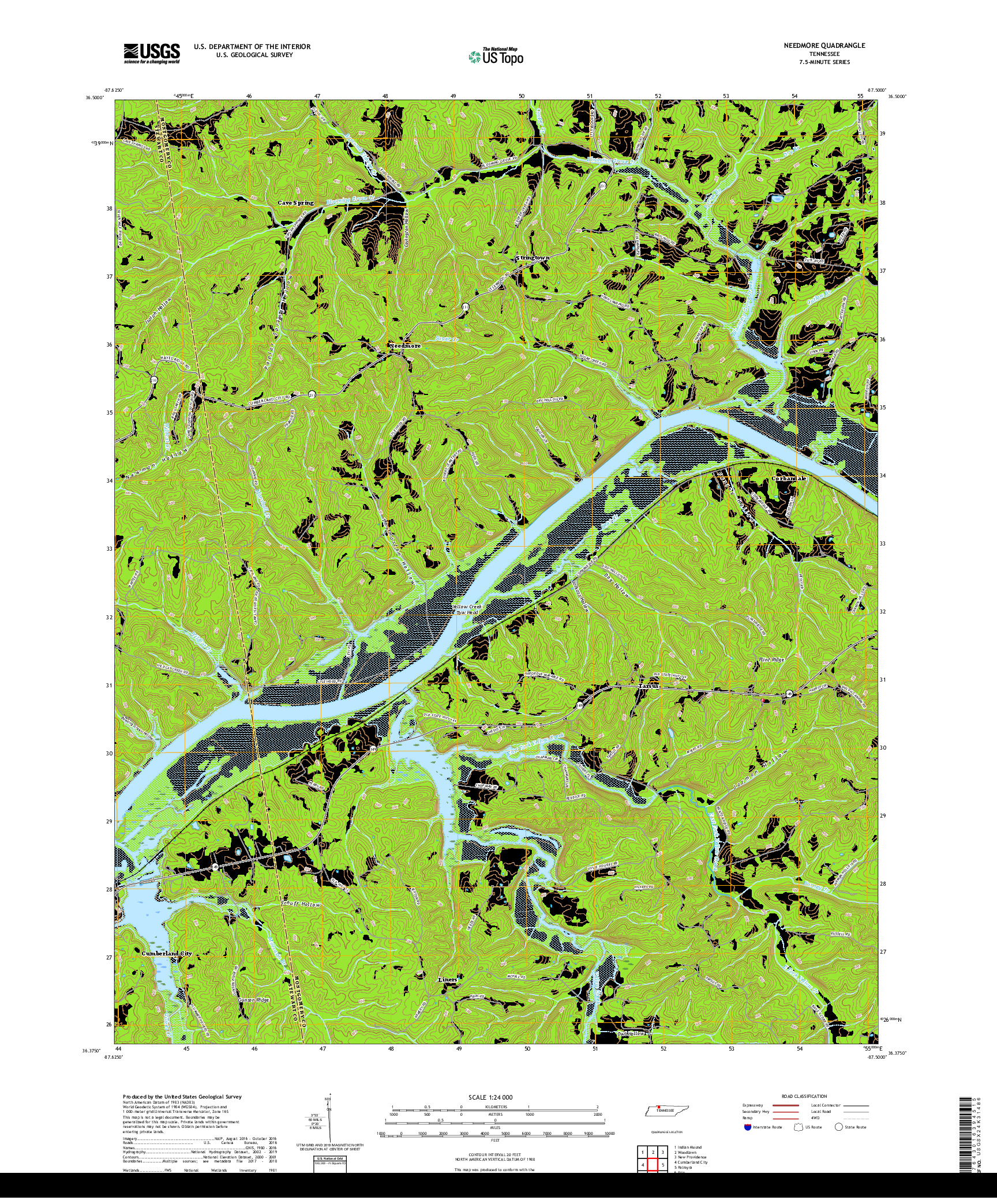 USGS US TOPO 7.5-MINUTE MAP FOR NEEDMORE, TN 2019