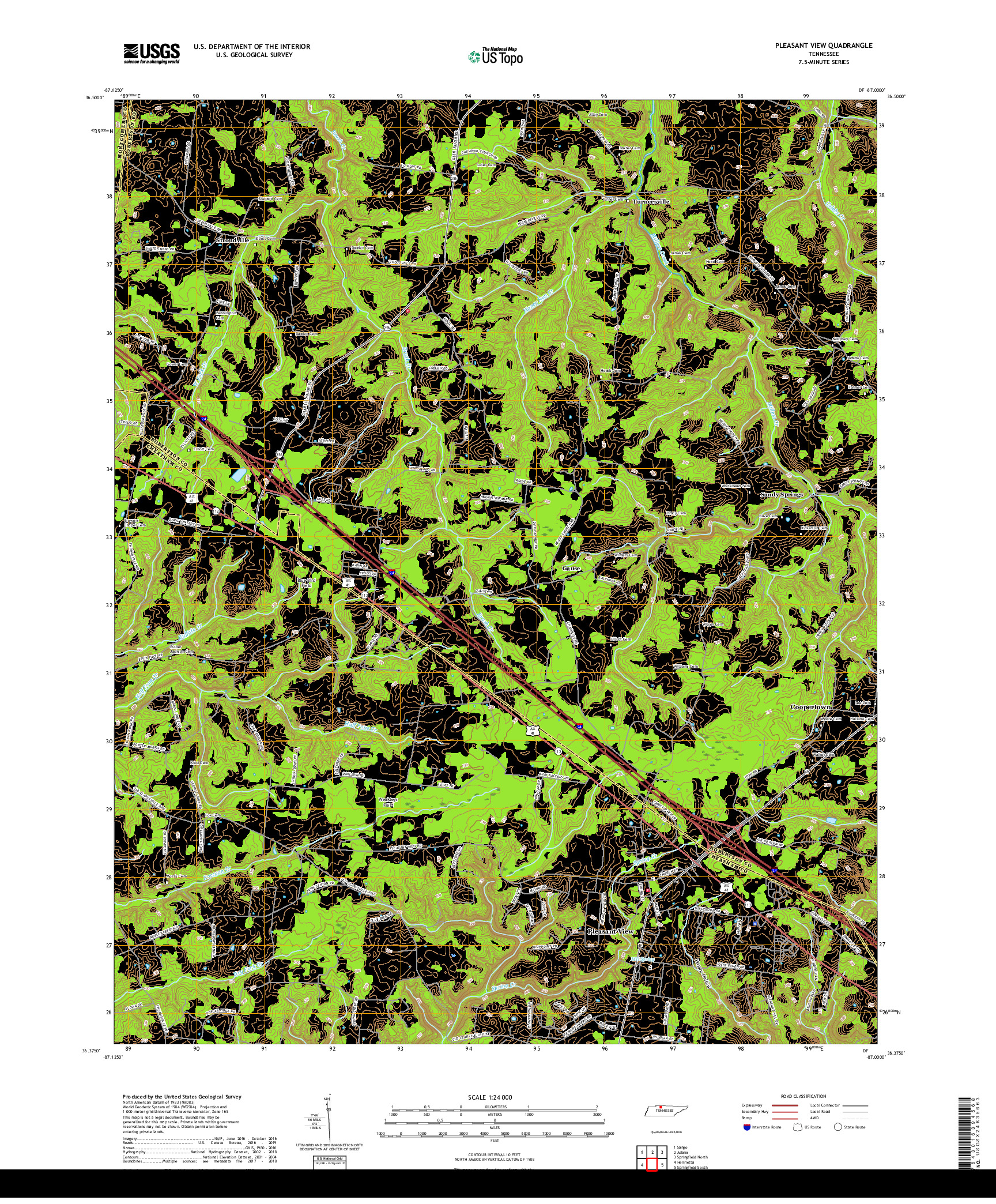 USGS US TOPO 7.5-MINUTE MAP FOR PLEASANT VIEW, TN 2019