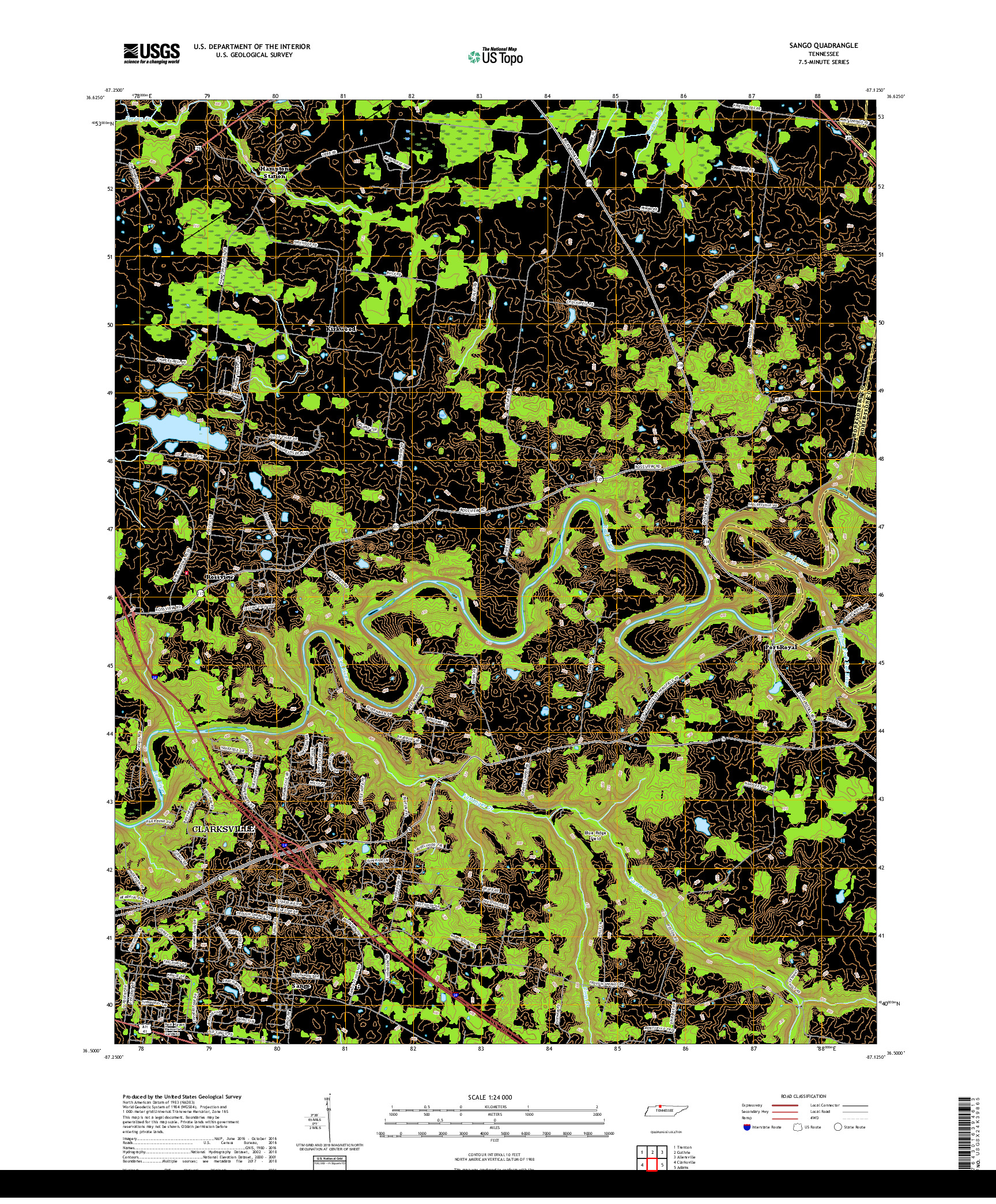 USGS US TOPO 7.5-MINUTE MAP FOR SANGO, TN 2019