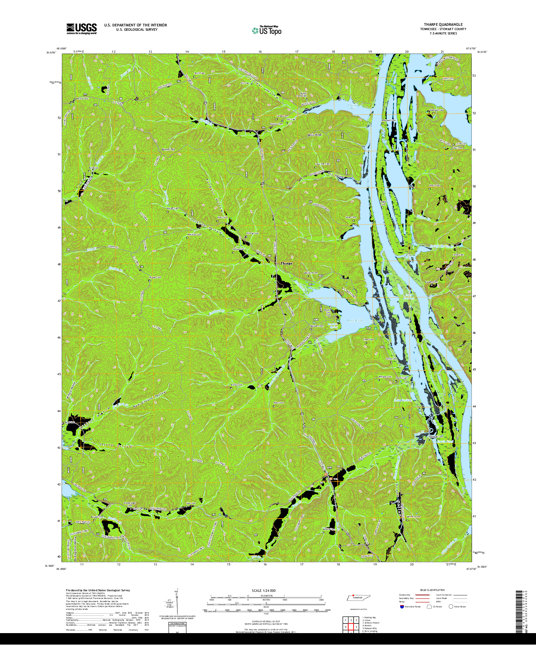 USGS US TOPO 7.5-MINUTE MAP FOR THARPE, TN 2019