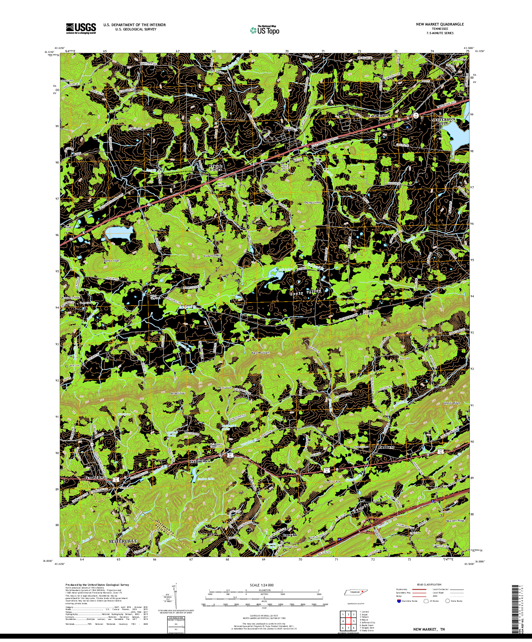 USGS US TOPO 7.5-MINUTE MAP FOR NEW MARKET, TN 2019