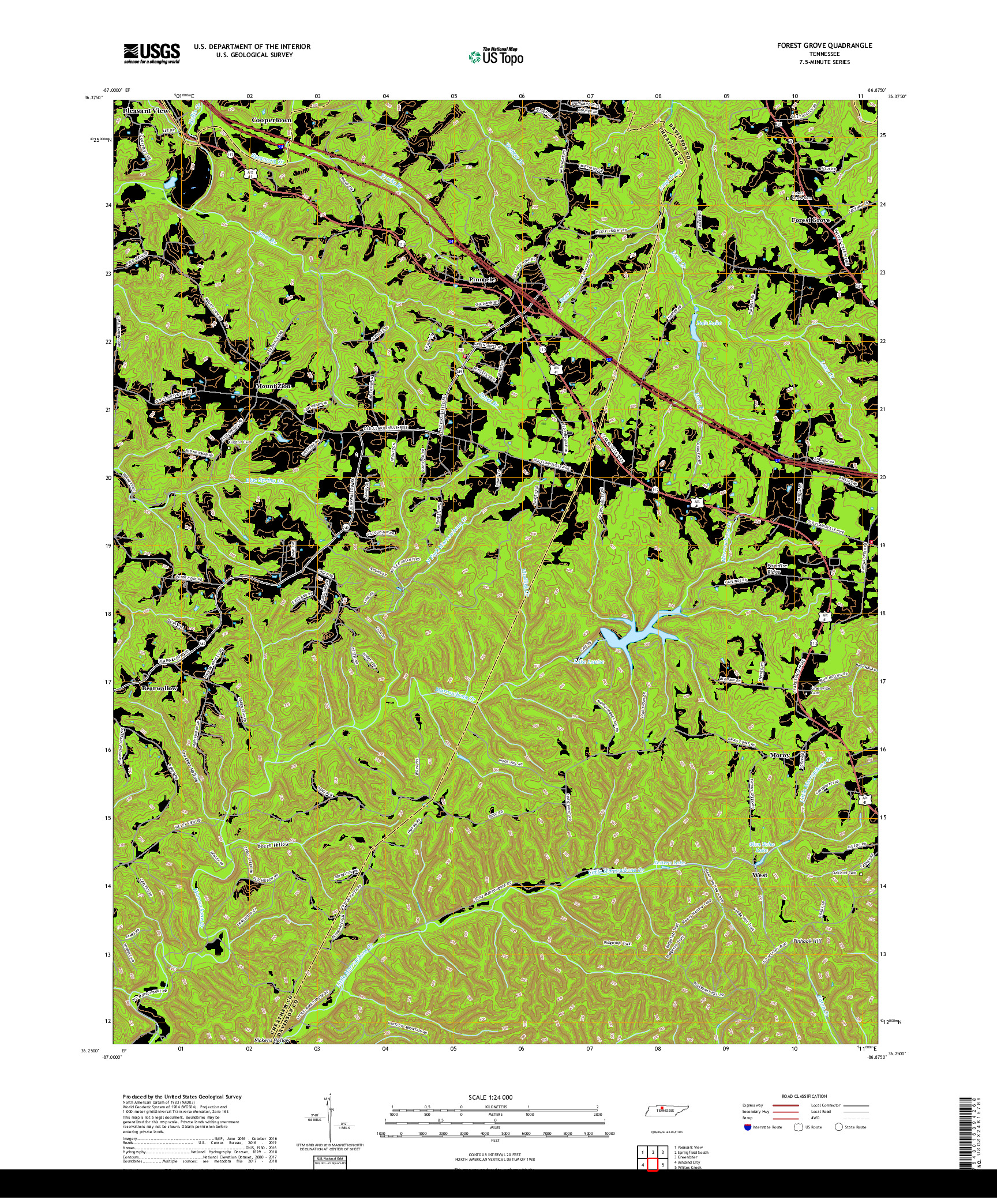 USGS US TOPO 7.5-MINUTE MAP FOR FOREST GROVE, TN 2019