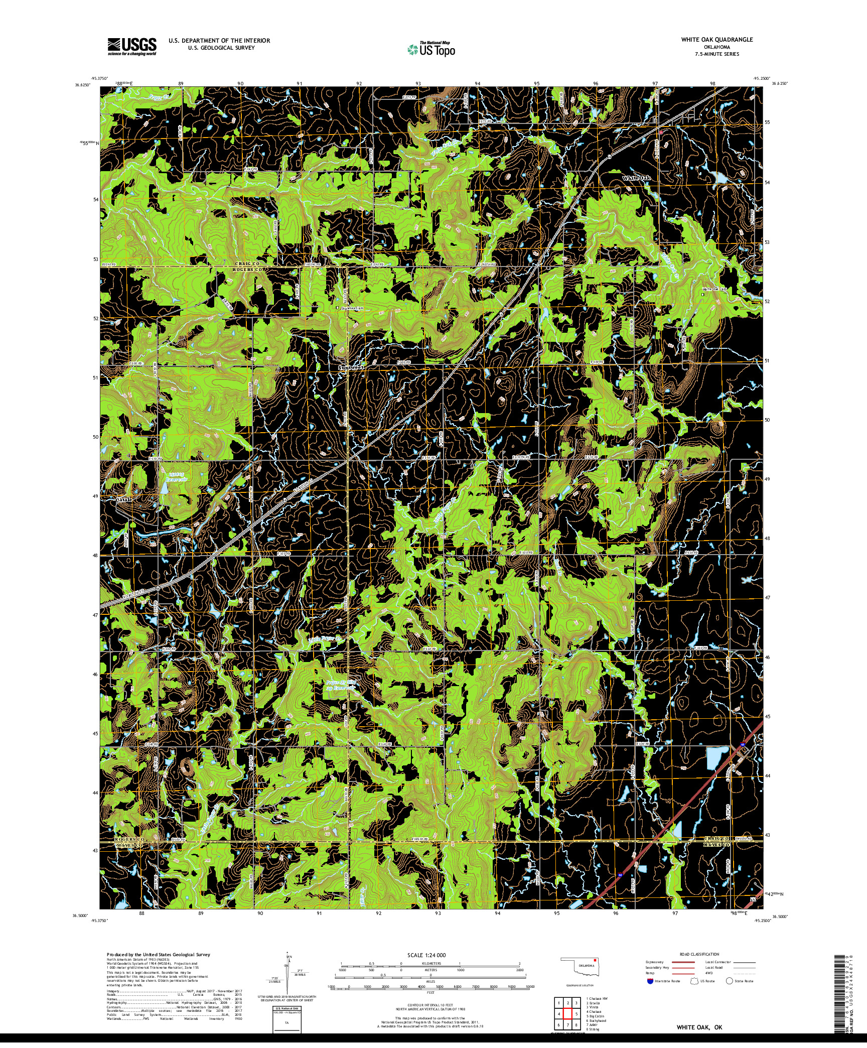 USGS US TOPO 7.5-MINUTE MAP FOR WHITE OAK, OK 2019