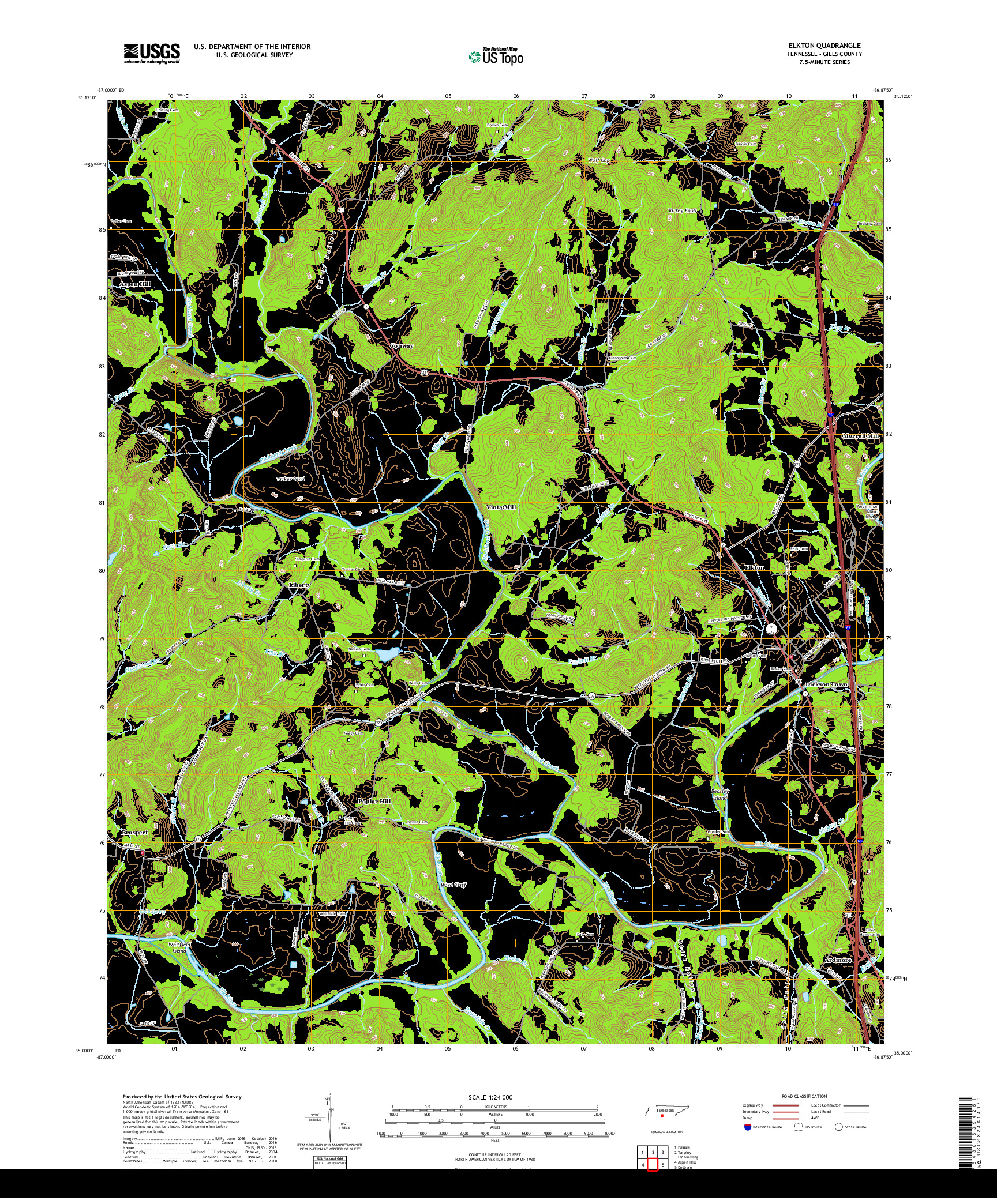 USGS US TOPO 7.5-MINUTE MAP FOR ELKTON, TN 2019