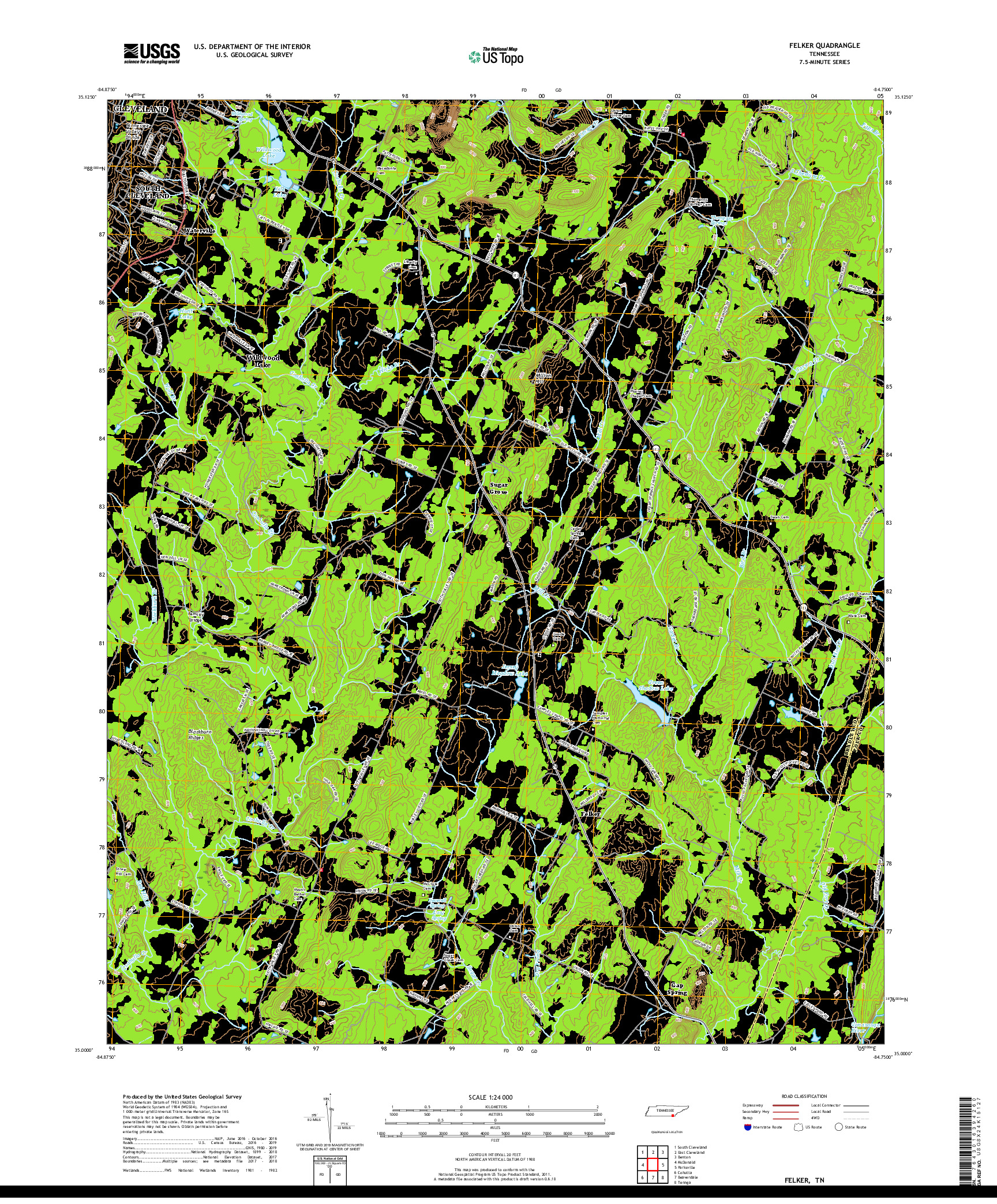 USGS US TOPO 7.5-MINUTE MAP FOR FELKER, TN 2019